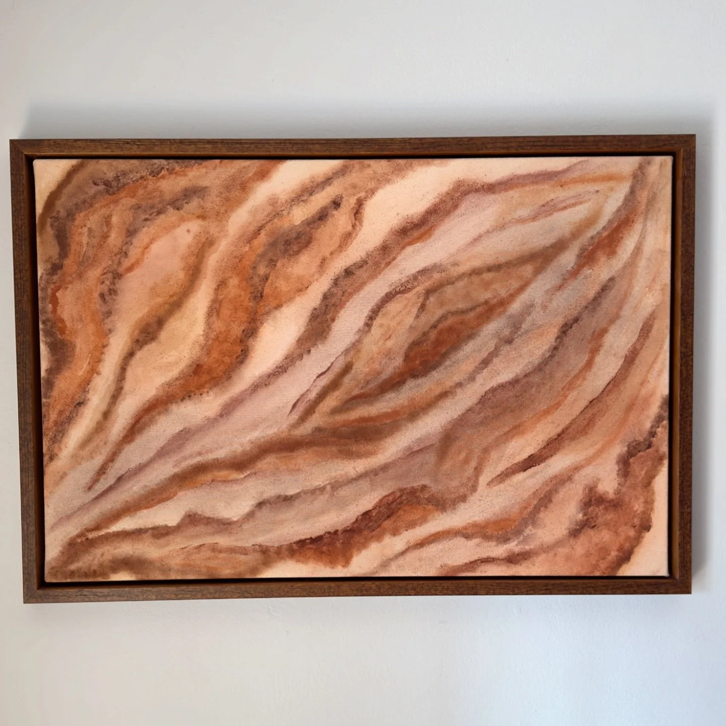 &ldquo;Organic flow&rdquo; 
20x30
Earth pigments on canvas framed in oak 

This piece is exclusively all of my own handmade earth pigments and I&rsquo;m so happy with the outcome. I love that it can be a &ldquo;zoomed in &ldquo; perspective of many o