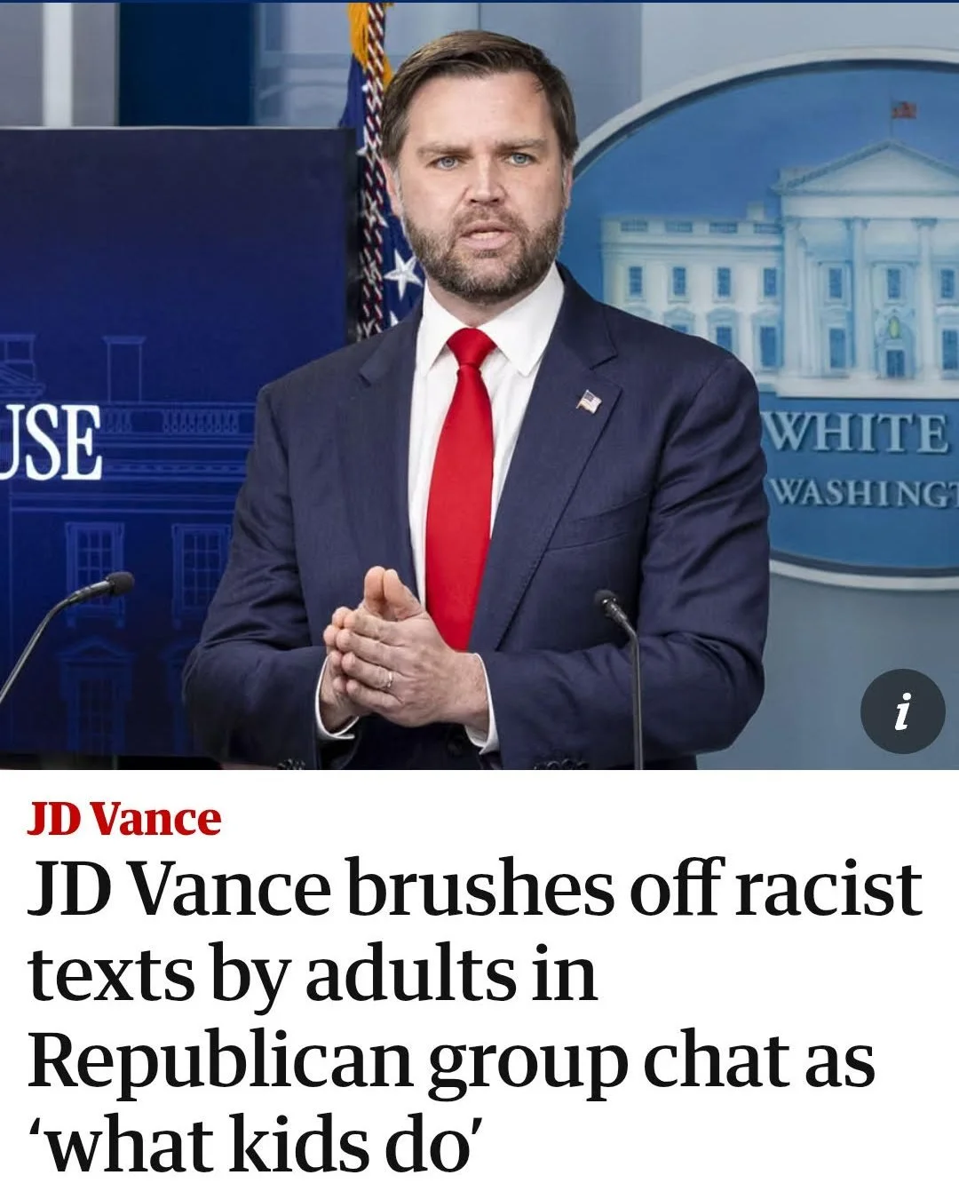 I know this is an old story, but I still can&rsquo;t get past how casually JD Vance dismisses deeply troubling messages from current and future leaders in his own party... as if they were using a few &quot;bad words&quot; or whining about their paren