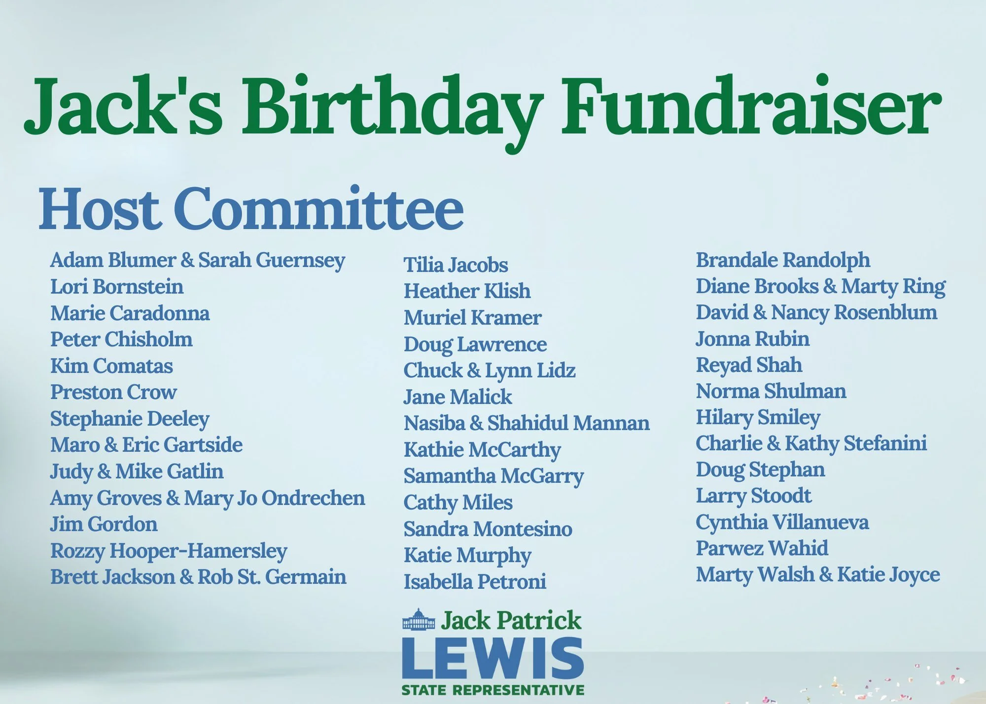 Hardworking volunteers, community leaders, and respected neighbors have been the backbone of my campaign for the last decade.  I am excited to share my growing Host Committee from Ashland, Framingham &amp; across the MetroWest region.

Please join us