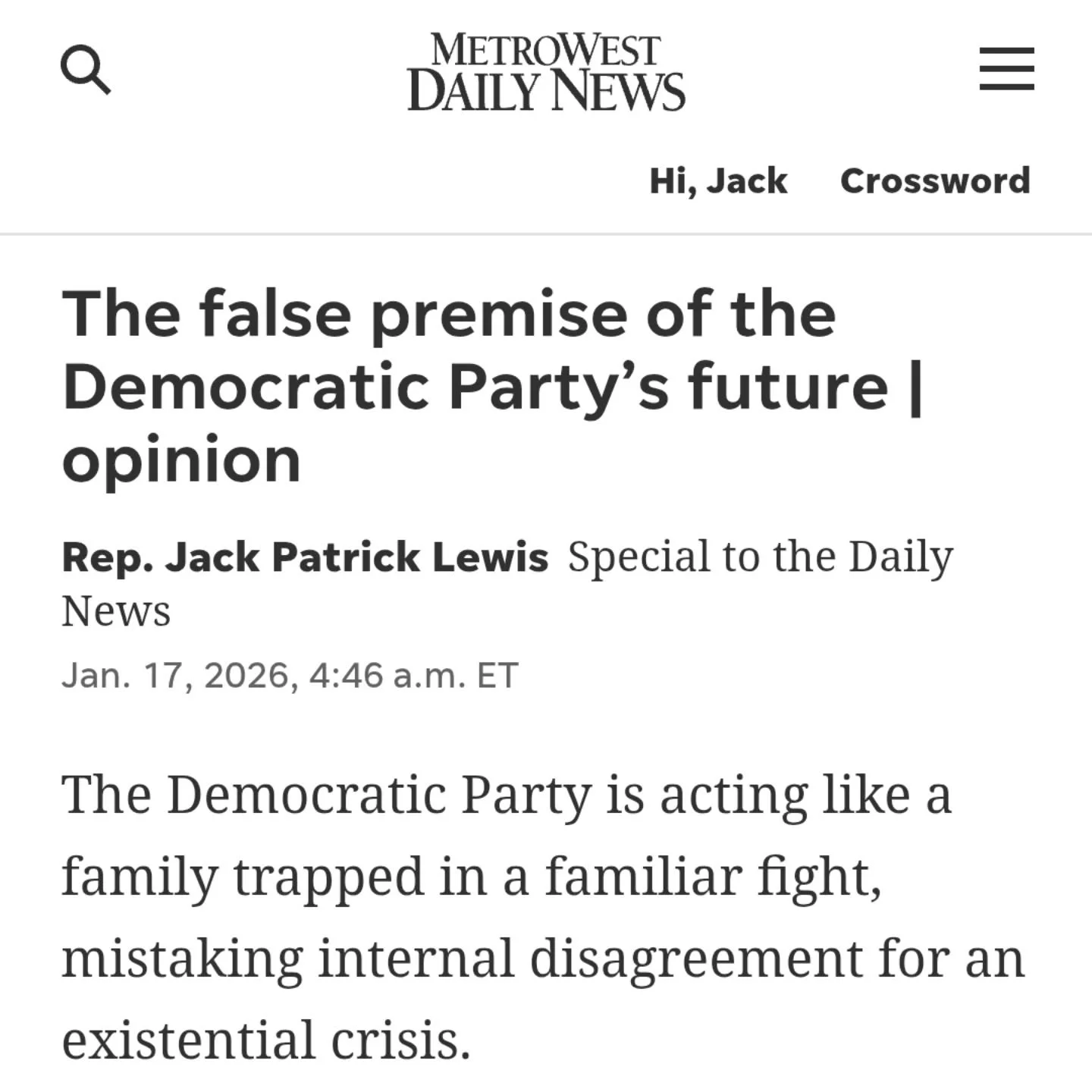 "We win as a united party or we lose as a fractured one. Success does not come from diluting commitments or compressing them into slogans. It stems from being unapologetic about our values, without being condescending. It means recognizing that 