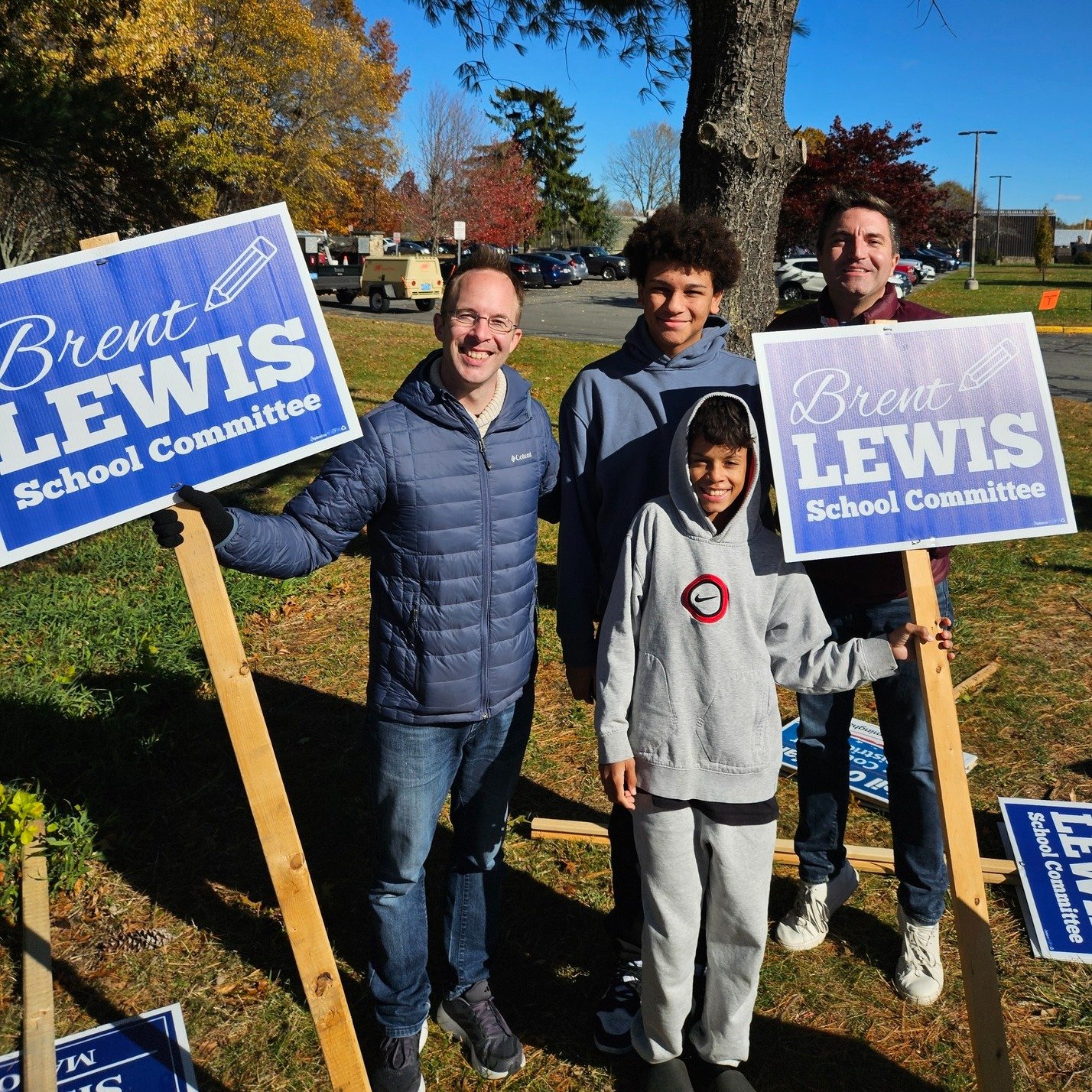 While Brent's election was a couple of months ago, I just came across this photo of our family holding signs on that chilly fall day.