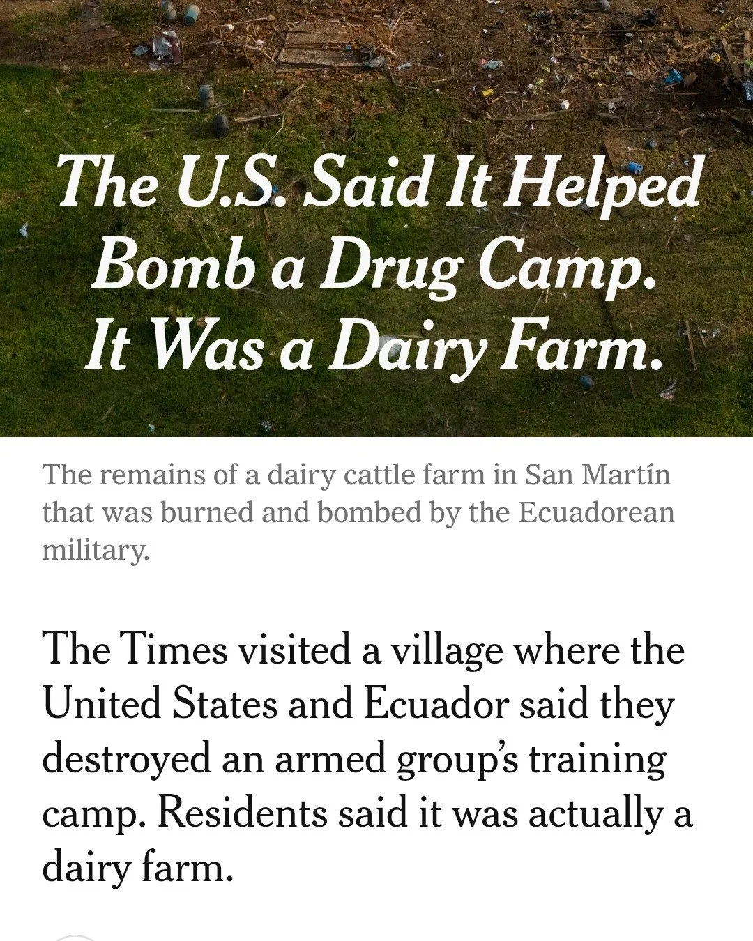 A dairy farm. A DAIRY FARM.

A complete and catastrophic failure that ended in the destruction of a civilian farm and the loss of innocent lives.

As was the case with the bombing of a girls school in Iran and 40+ fishing boats off the coast of South