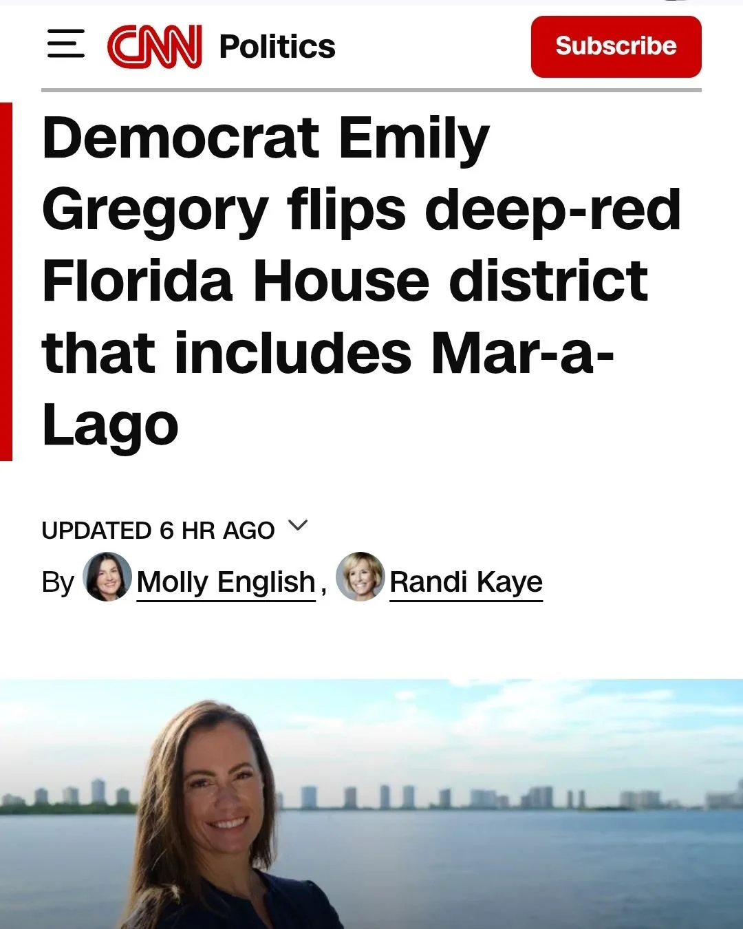 Congratulations, @emilygregoryforflorida, on your win! With history watching and our hard-fought freedoms on the line, this is what it looks like when we show up, fight back, and win.