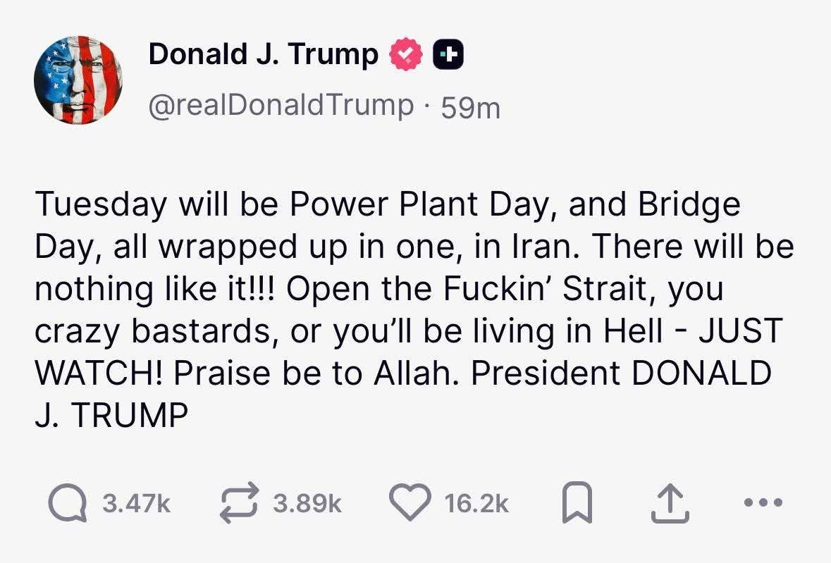 &ldquo;Beware of false prophets, who come to you in sheep&rsquo;s clothing but inwardly are ravenous wolves." Matthew 7:15

Nothing says "Happy Easter" like our unhinged, self-declared "Peace President" threatening to further
