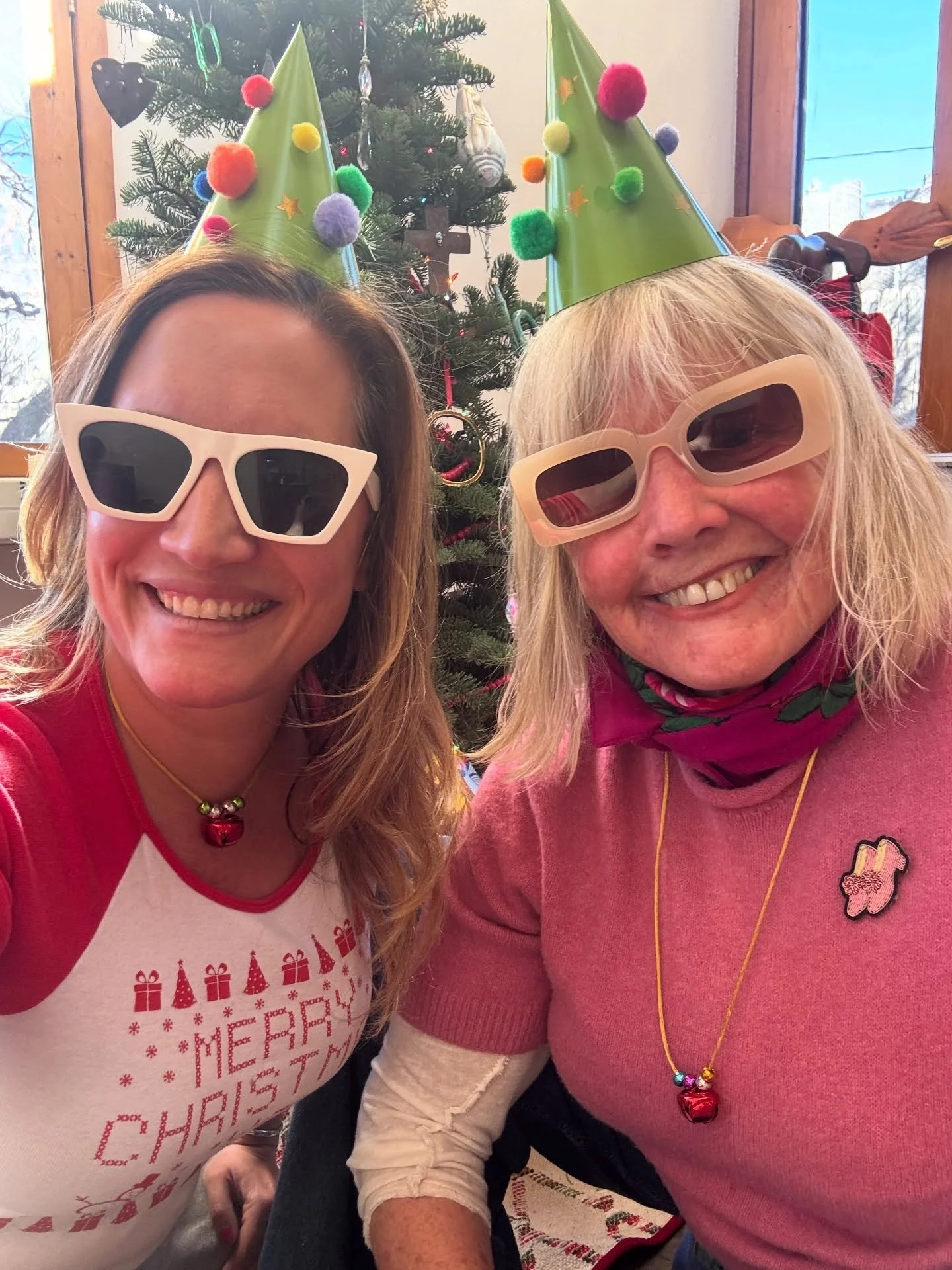 On Saturday you can stop by the UPS on Guadalupe St. and make a cute ball hat and bell necklace for you to wear on the walk! 
Modeled by our very own Angela DeSomma (producer/programming director) and Cyndy Tanner (associate producer/ creative progra