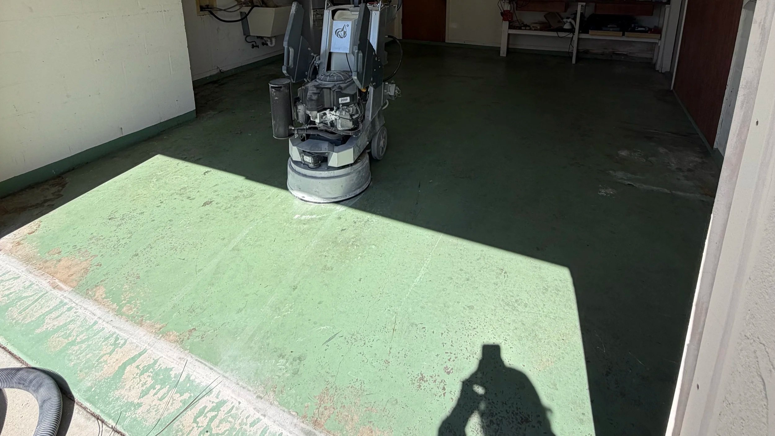 Garage Floor with Concrete Paint Before Epoxy Coating