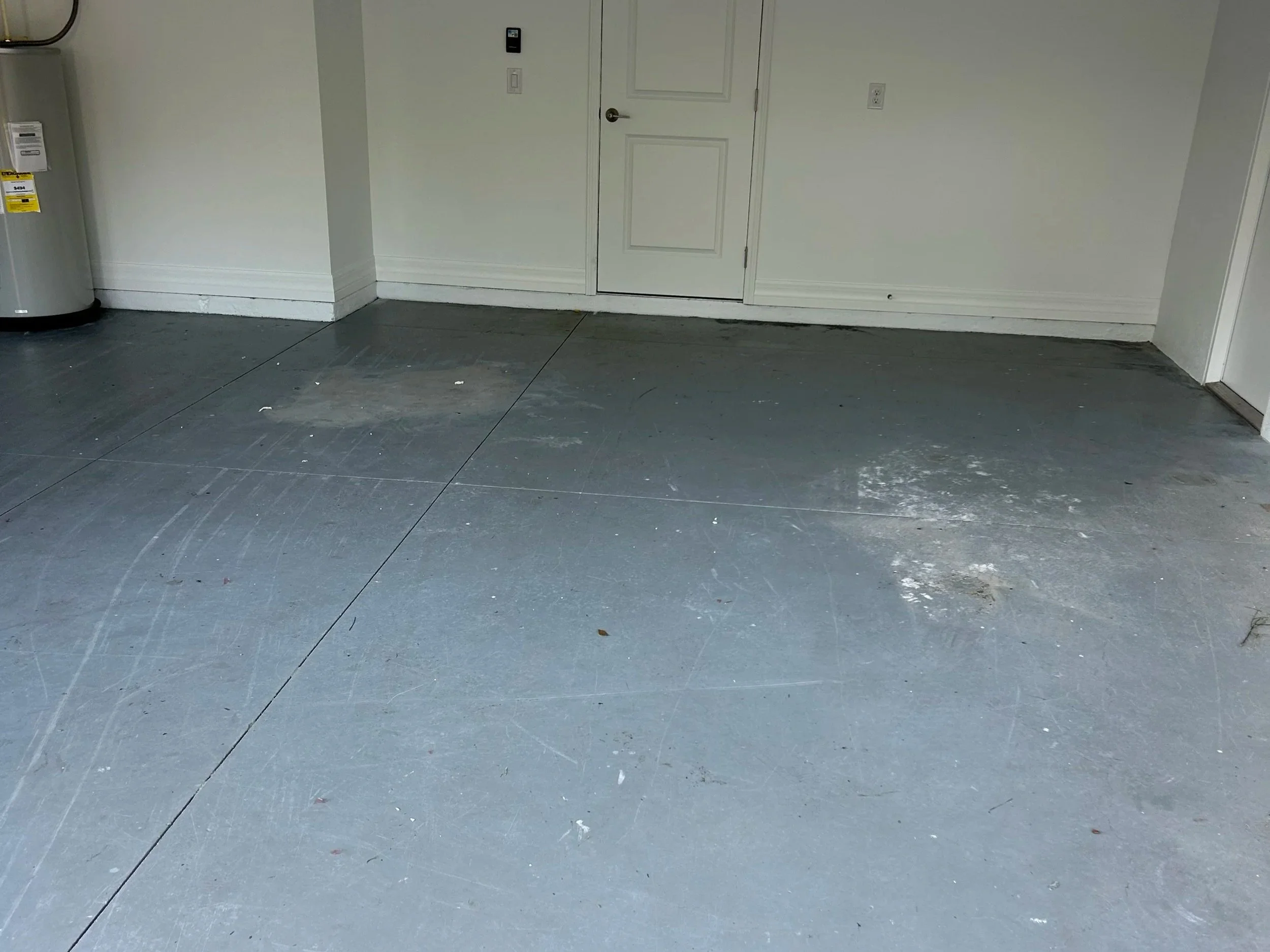 Finished garage floor epoxy flake coating completed in Englewood FL