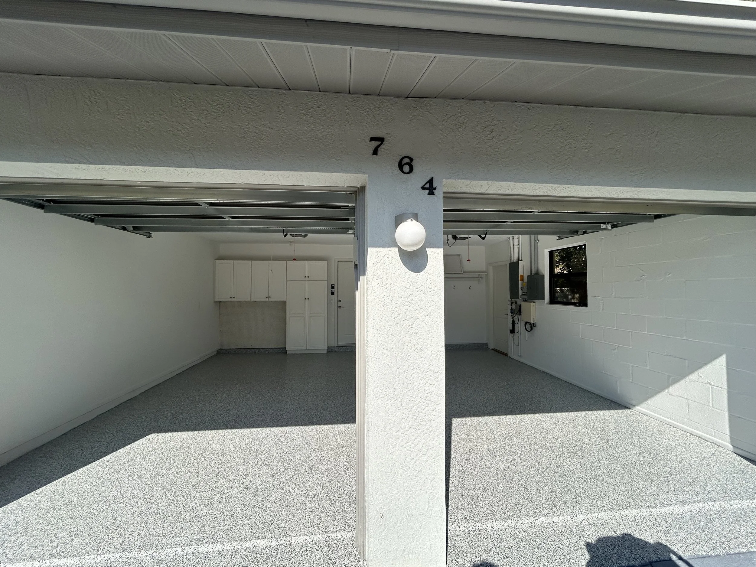 Epoxy flake garage floor coating completed in Venice FL