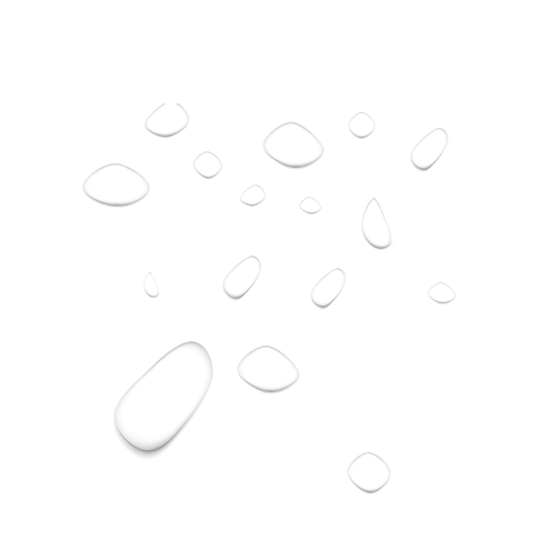 Multiple water droplets on a black background.
