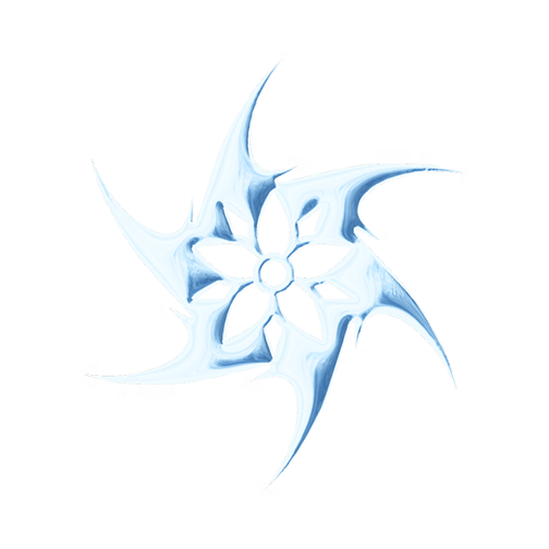 Ice blue star-shaped ornament with a floral design in the center.
