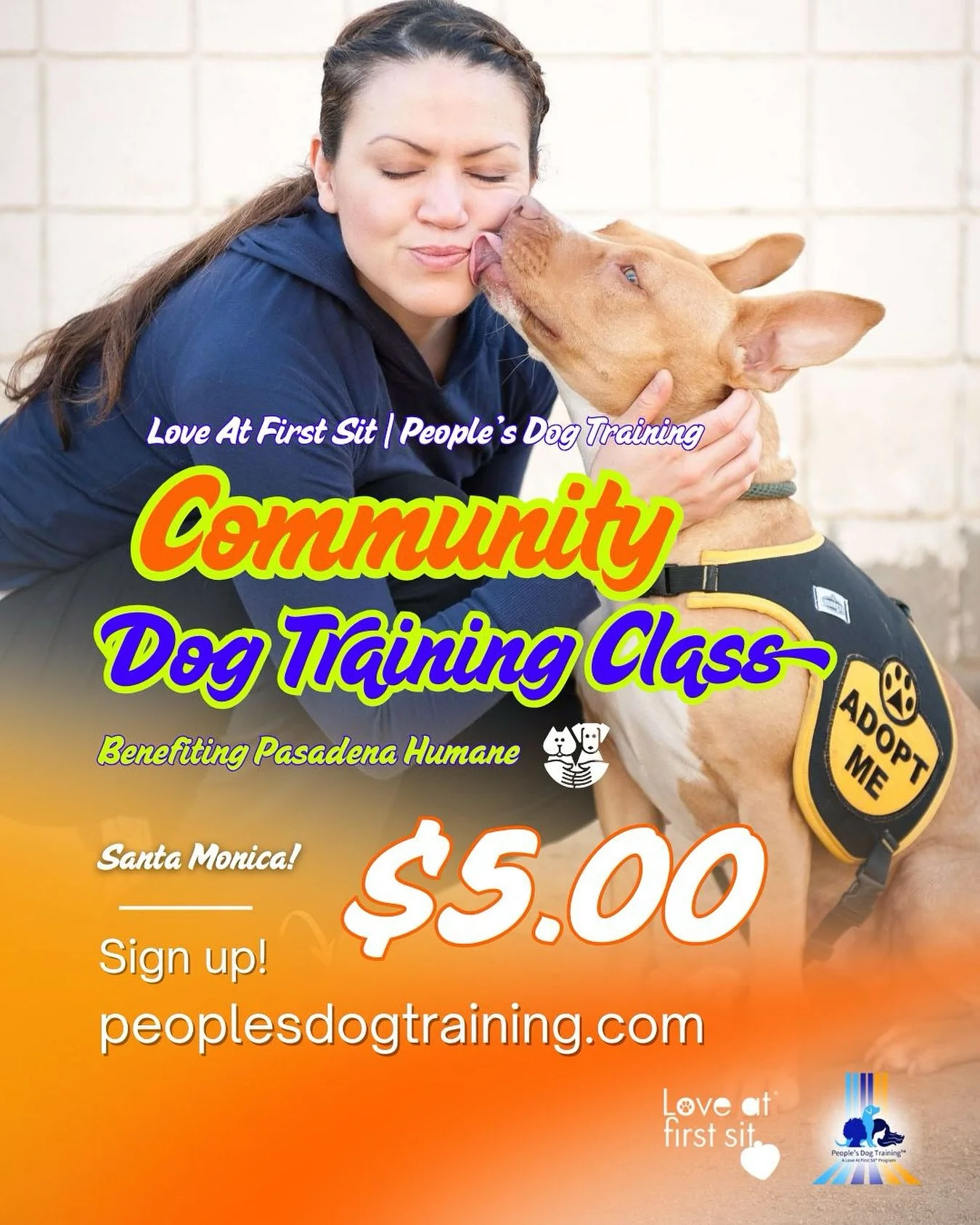 Whatcha doin' on Saturdays? Join our ongoing $5 Community Dog Training Classes on Saturdays in Santa Monica benefiting @pasadenahumane ! 🐕&zwj;🦺❤️
 
🗓️ Community Dog Training Classes are middays on Saturdays.

💰 Class fee is $5 dollars, then Pay-