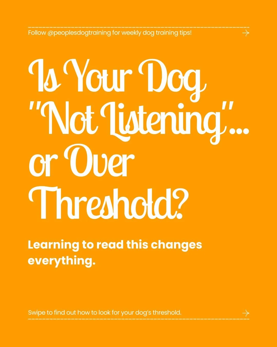 A dog can only learn when they are calm enough to process information, take rewards, and respond to cues. Once they cross from challenged into overwhelmed, the nervous system shifts into coping.

At that point, repeating the cue again and again will 