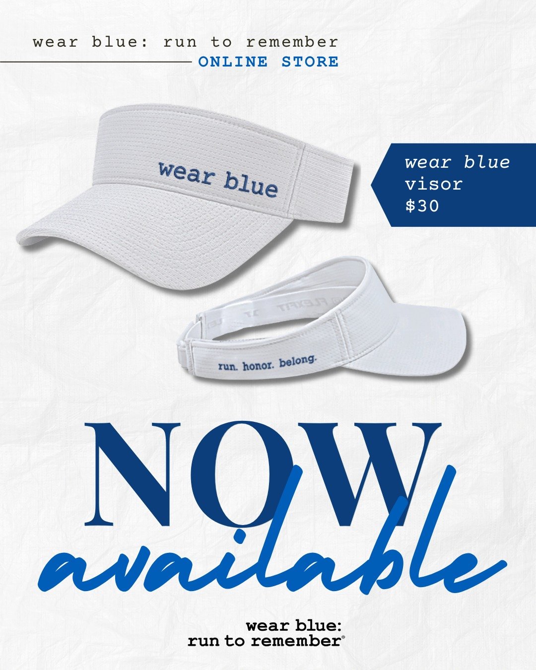 Every mile matters. Every name remembered. 💙

Top off your miles with the wear blue performance visor &mdash; designed to keep you cool, comfortable, and connected to something greater. Run with purpose. Honor your hero. Shop now.

#wearblue #RunHon