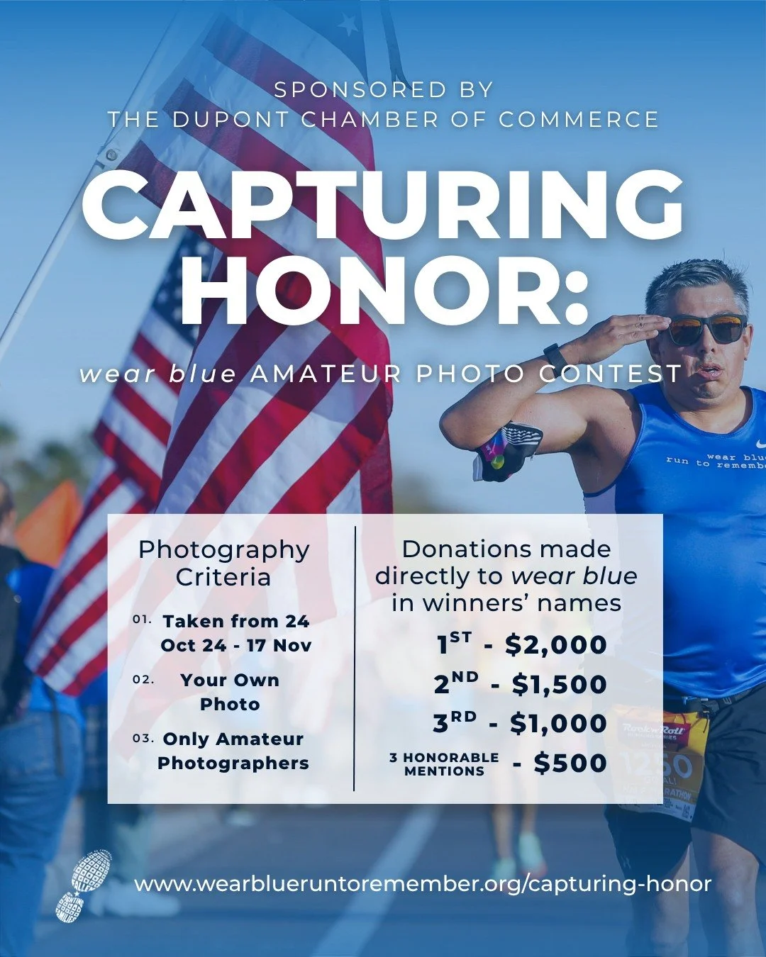 Honor through your lens. 📸

From the blue shirts to the faces of remembrance &mdash; every image tells a story of courage, love, and community. Submit your photos taken October 24&ndash;November 17 for the Capturing Honor Photo Competition, presente