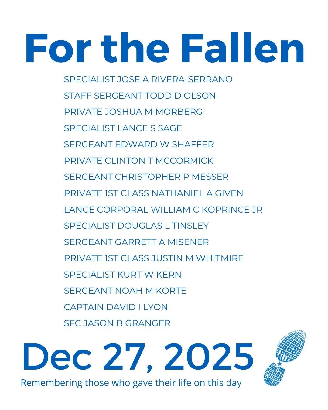 The Community Run is the foundation of wear blue: run to remember. Each weekend, service members are honored by name and remembered in the steps and breaths of our community.

View our list of wear blue communities at https://www.wearblueruntoremembe