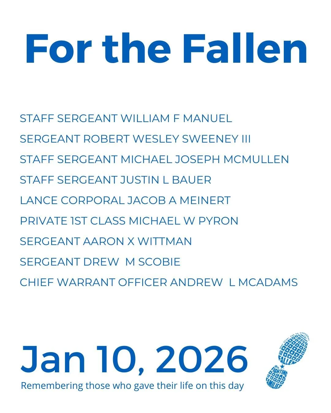 The Community Run is the foundation of wear blue: run to remember. Each weekend, service members are honored by name and remembered in the steps and breaths of our community.

View our list of wear blue communities at https://www.wearblueruntoremembe