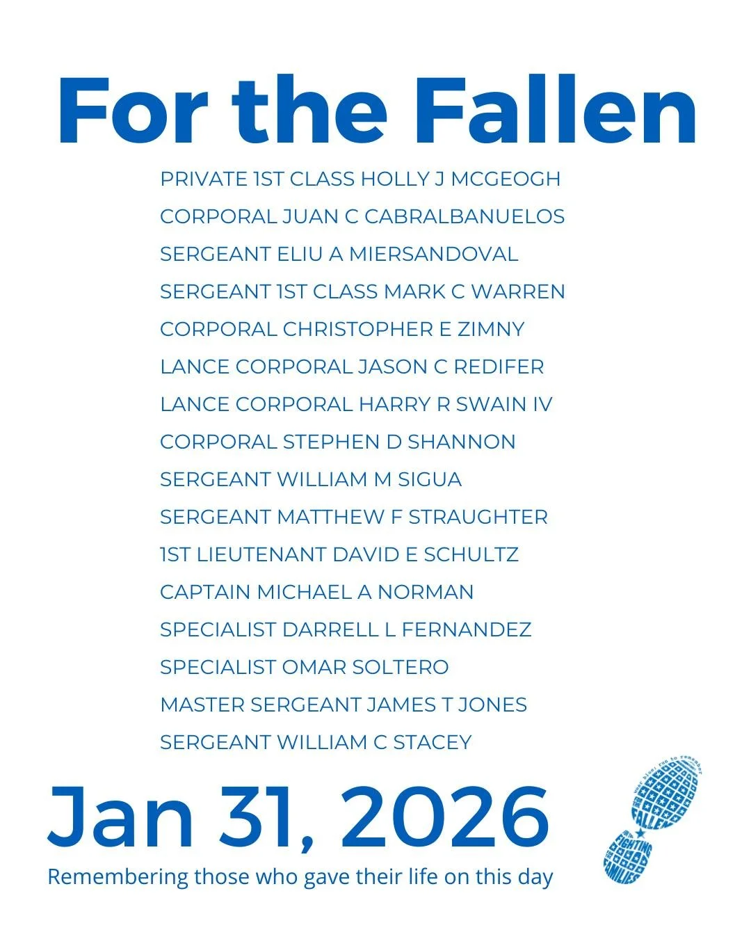 The Community Run is the foundation of wear blue: run to remember. Each weekend, service members are honored by name and remembered in the steps and breaths of our community.

View our list of wear blue communities at https://www.wearblueruntoremembe