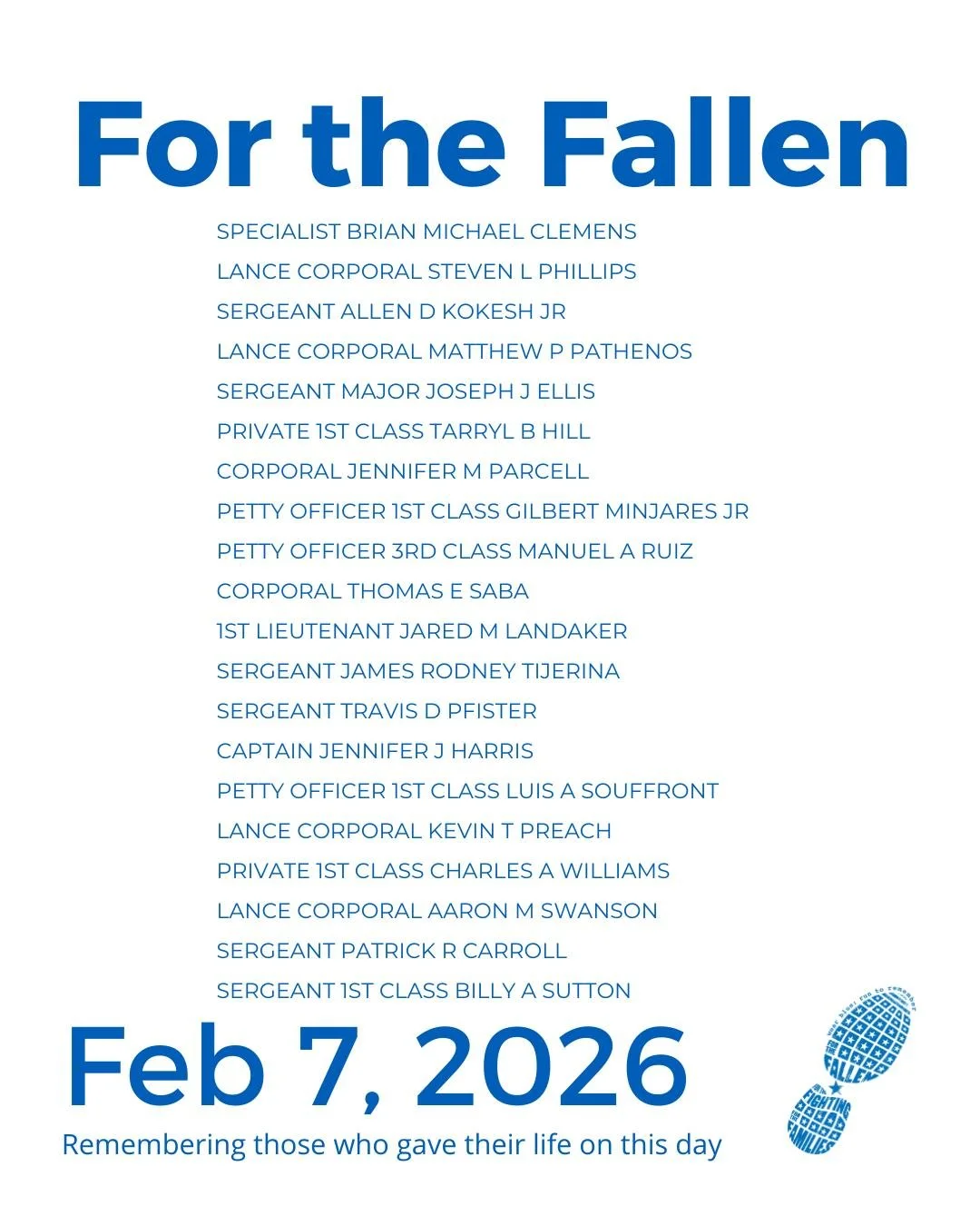 The Community Run is the foundation of wear blue: run to remember. Each weekend, service members are honored by name and remembered in the steps and breaths of our community.

View our list of wear blue communities at https://www.wearblueruntoremembe