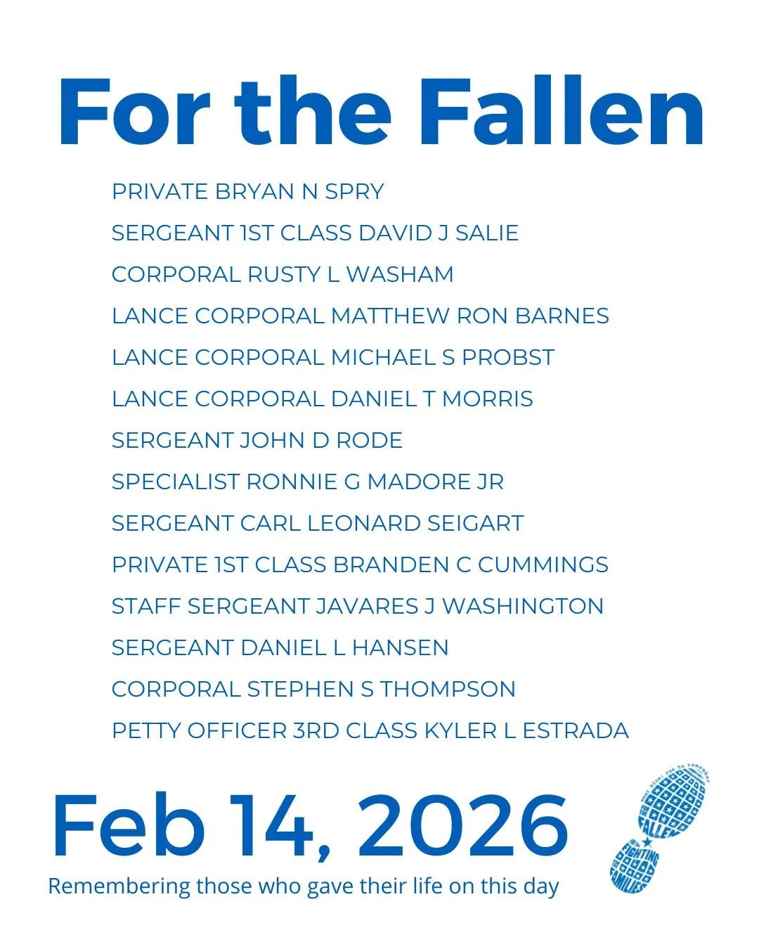 The Community Run is the foundation of wear blue: run to remember. Each weekend, service members are honored by name and remembered in the steps and breaths of our community.

View our list of wear blue communities at https://www.wearblueruntoremembe