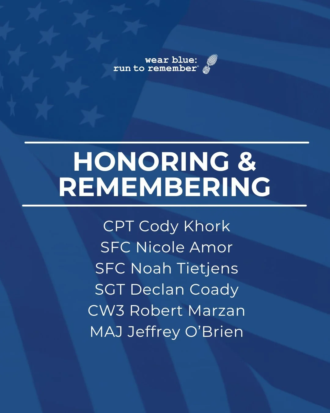 Today, we honor and remember the service and sacrifice of:

CPT Cody Khork
SFC Nicole Amor
SFC Noah Tietjens
SGT Declan Coady
CW3 Robert Marzan
MAJ Jeffrey O&rsquo;Brien

Their lives mattered. Their service mattered. Their sacrifice will never be for