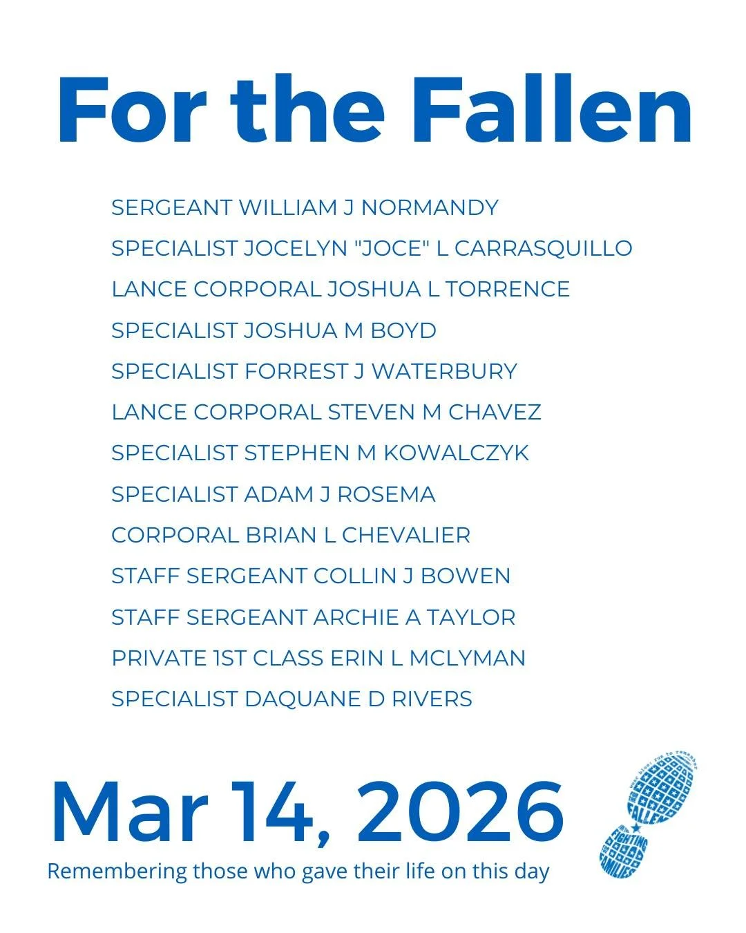The Community Run is the foundation of wear blue: run to remember. Each weekend, service members are honored by name and remembered in the steps and breaths of our community.

View our list of wear blue communities at https://www.wearblueruntoremembe