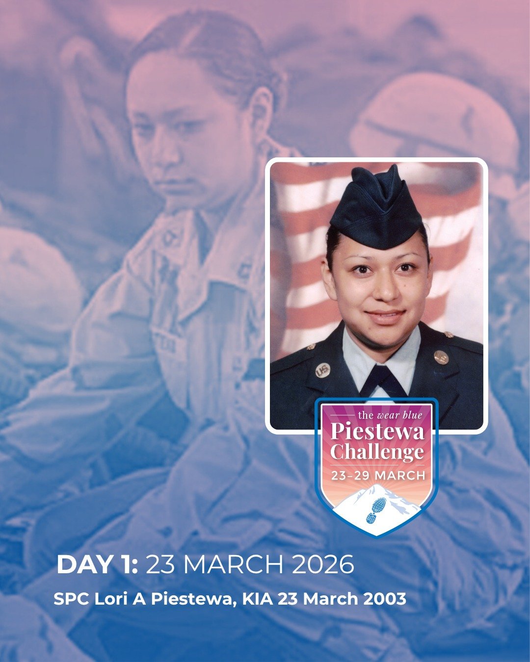 We&rsquo;re officially underway! Day 1 of the 2026 Piestewa Challenge begins with movement, purpose, and remembrance. Every step this week honors the courage and sacrifice of women who served our nation.

Today we remember and honor
US Army SPC Lori 