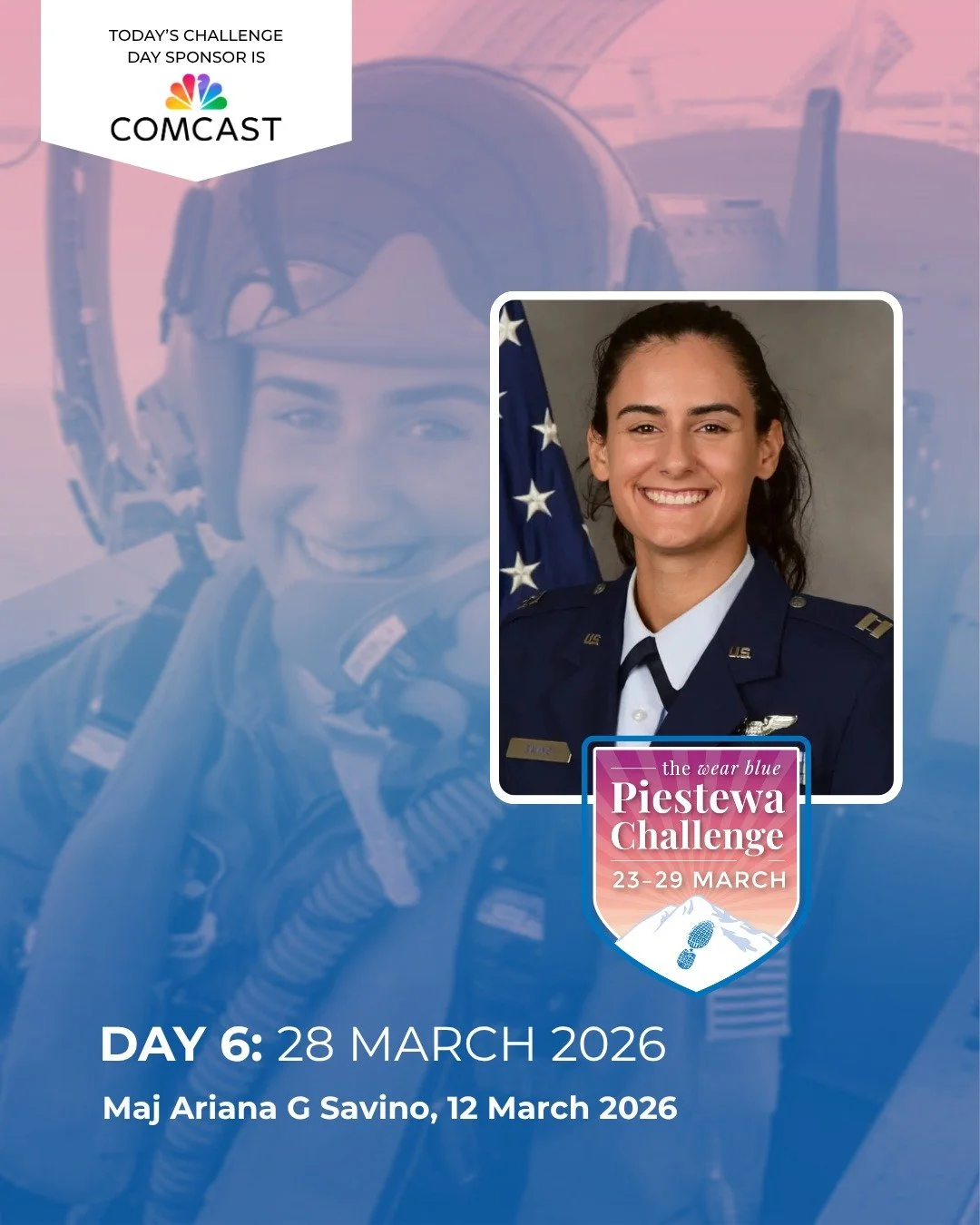 Day 6 of the Piestewa Challenge and this community keeps showing up strong. Across the country and around the world, you are moving with purpose and honoring sacrifice.

Today we remember and honor
US Air Force Maj Ariana G Savino, 12 March 2026

Tod