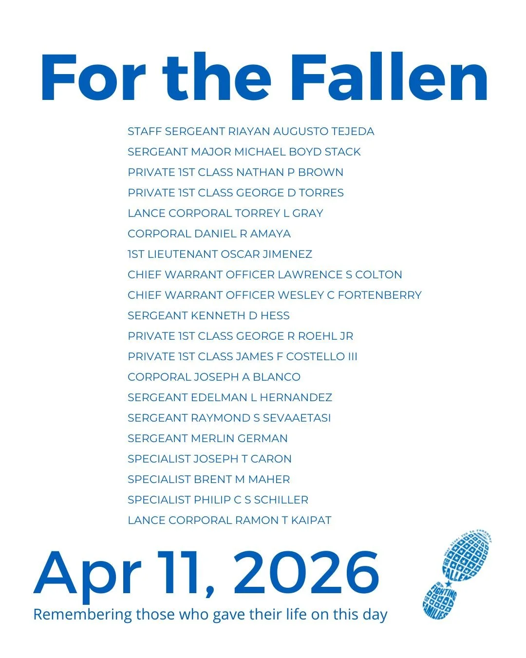 The Community Run is the foundation of wear blue: run to remember. Each weekend, service members are honored by name and remembered in the steps and breaths of our community.

View our list of wear blue communities at https://www.wearblueruntoremembe