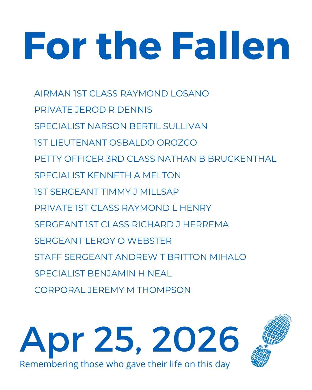 The Community Run is the foundation of wear blue: run to remember. Each weekend, service members are honored by name and remembered in the steps and breaths of our community.

View our list of wear blue communities at https://www.wearblueruntoremembe