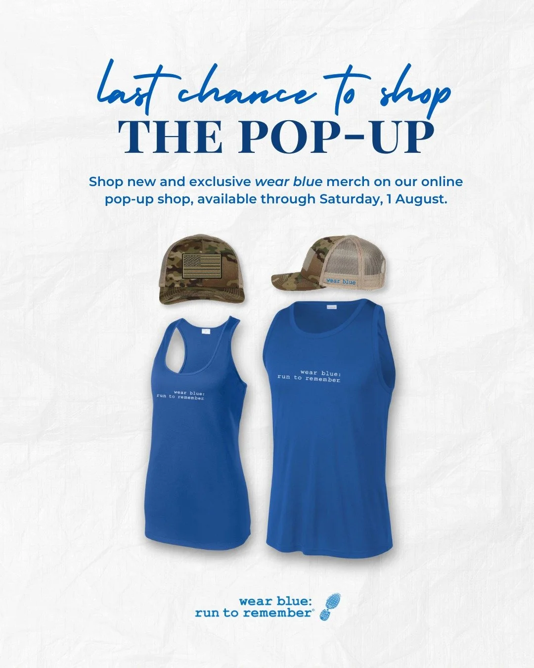 Only 5 days left to shop the wear blue Pop-Up Shop! 🇺🇸

Don't miss your chance to grab exclusive wear blue apparel and gear while supporting our mission to honor the service and sacrifice of the American military.

Whether you're gearing up for you