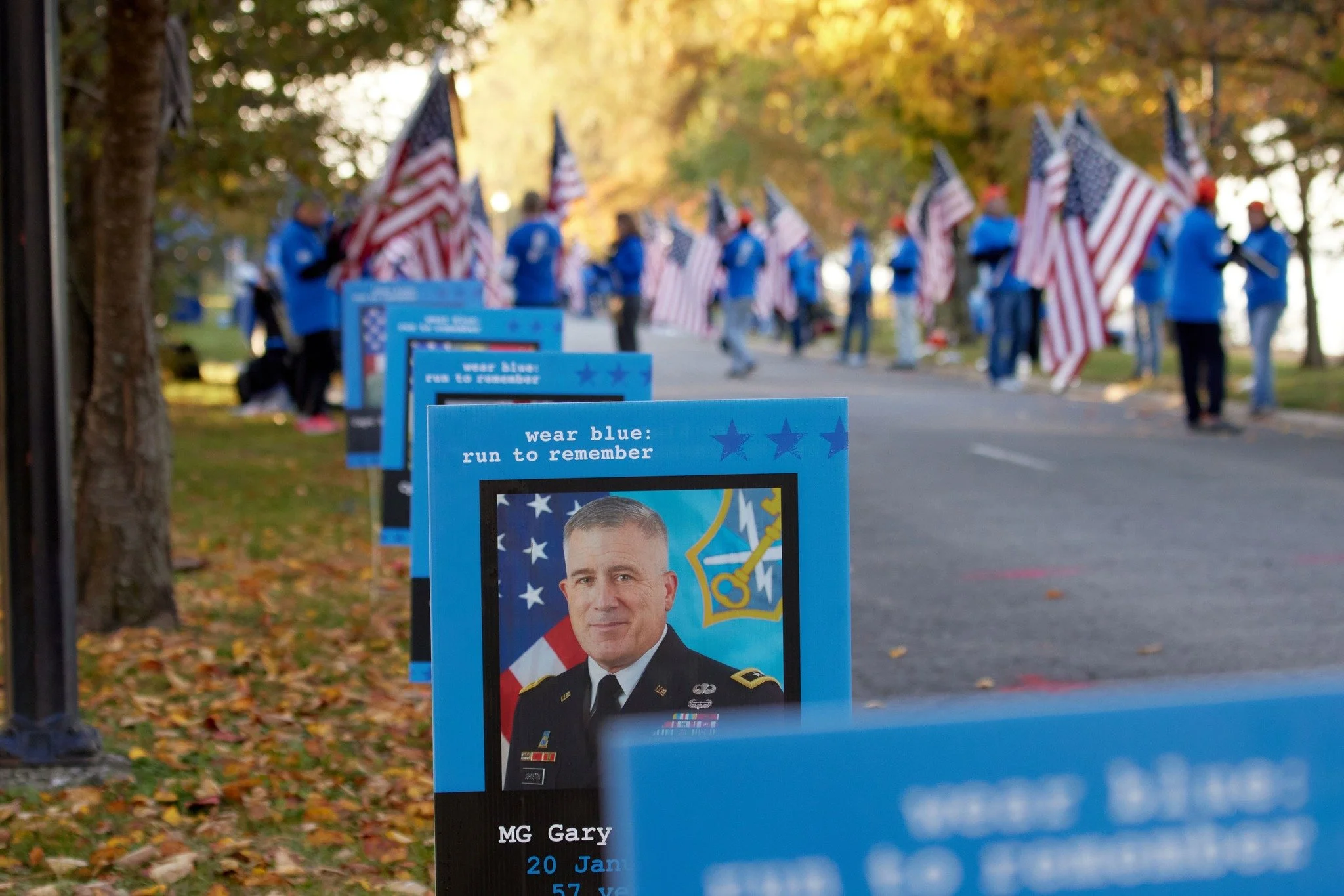 Honor your loved one at a wear blue Mile this fall. 💙

At every wear blue Mile, we speak their names, take purposeful steps, and honor the fallen. We'd be honored to carry your loved one's legacy at one of our upcoming fourth-quarter races.

🏃 Upco