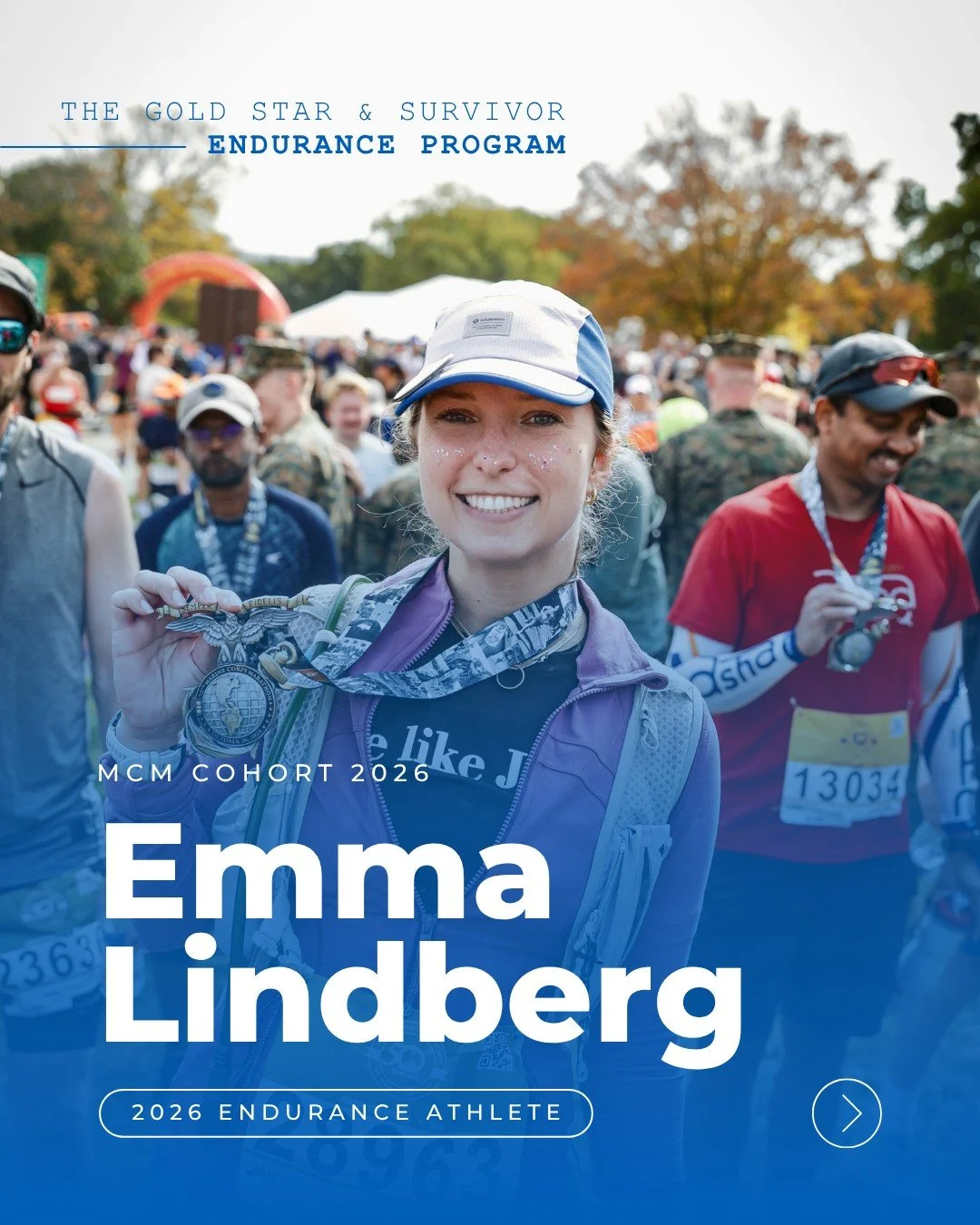 ✨ Meet Emma Lindberg ✨

This October, Emma will run the Marine Corps Marathon in honor of her husband, Captain Jack Casey, USMC.

Jack ran the MCM in 2019. This year, Emma will run the same course through the Gold Star &amp; Survivor Endurance Progra