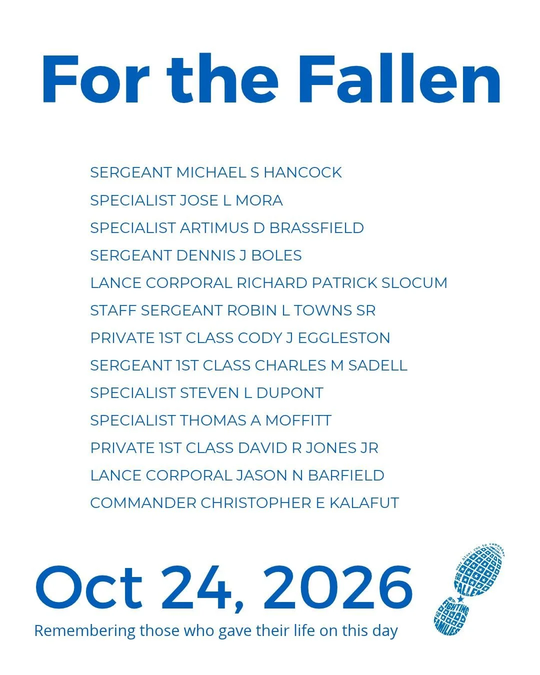The Community Run is the foundation of wear blue: run to remember. Each weekend, service members are honored by name and remembered in the steps and breaths of our community.

View our list of wear blue communities at https://www.wearblueruntoremembe