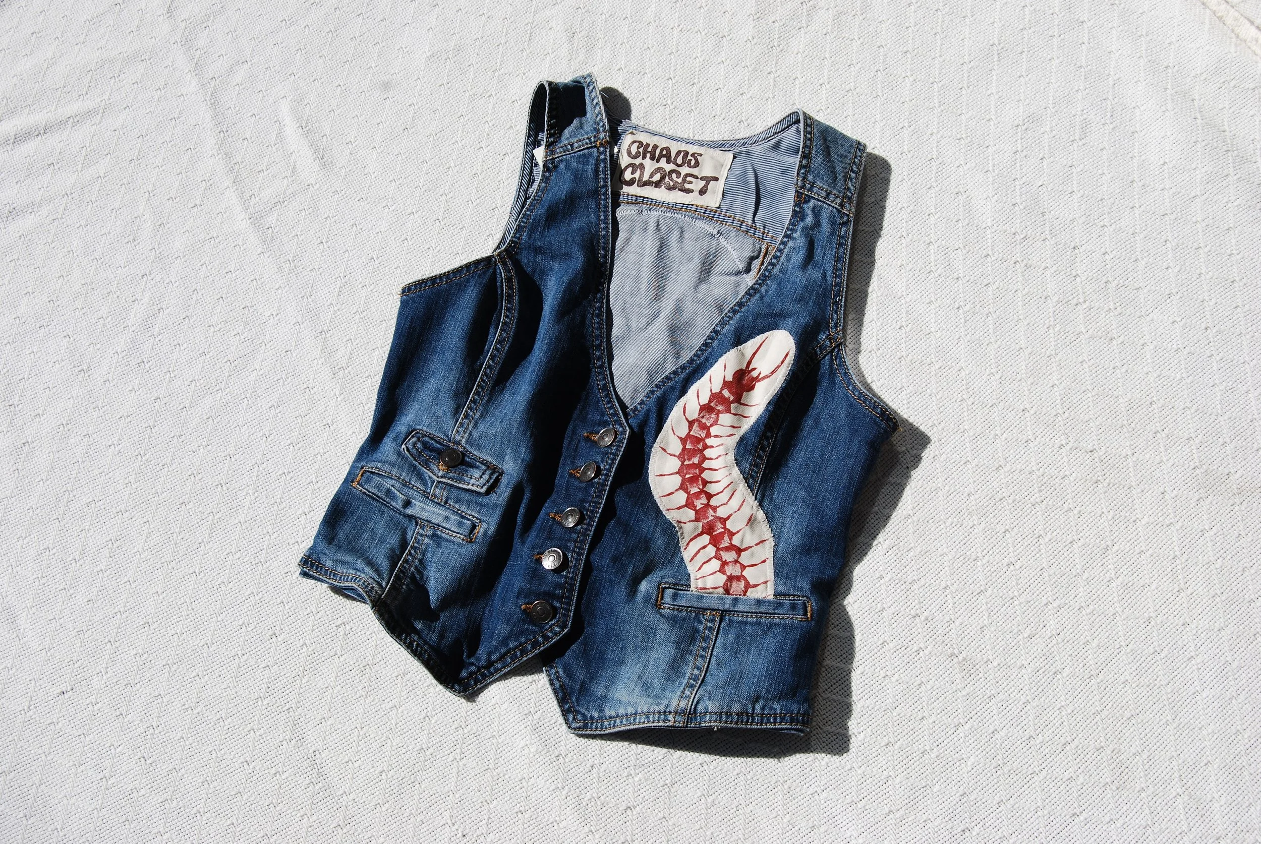 Creepy Crawlers Cinched Denim Vest