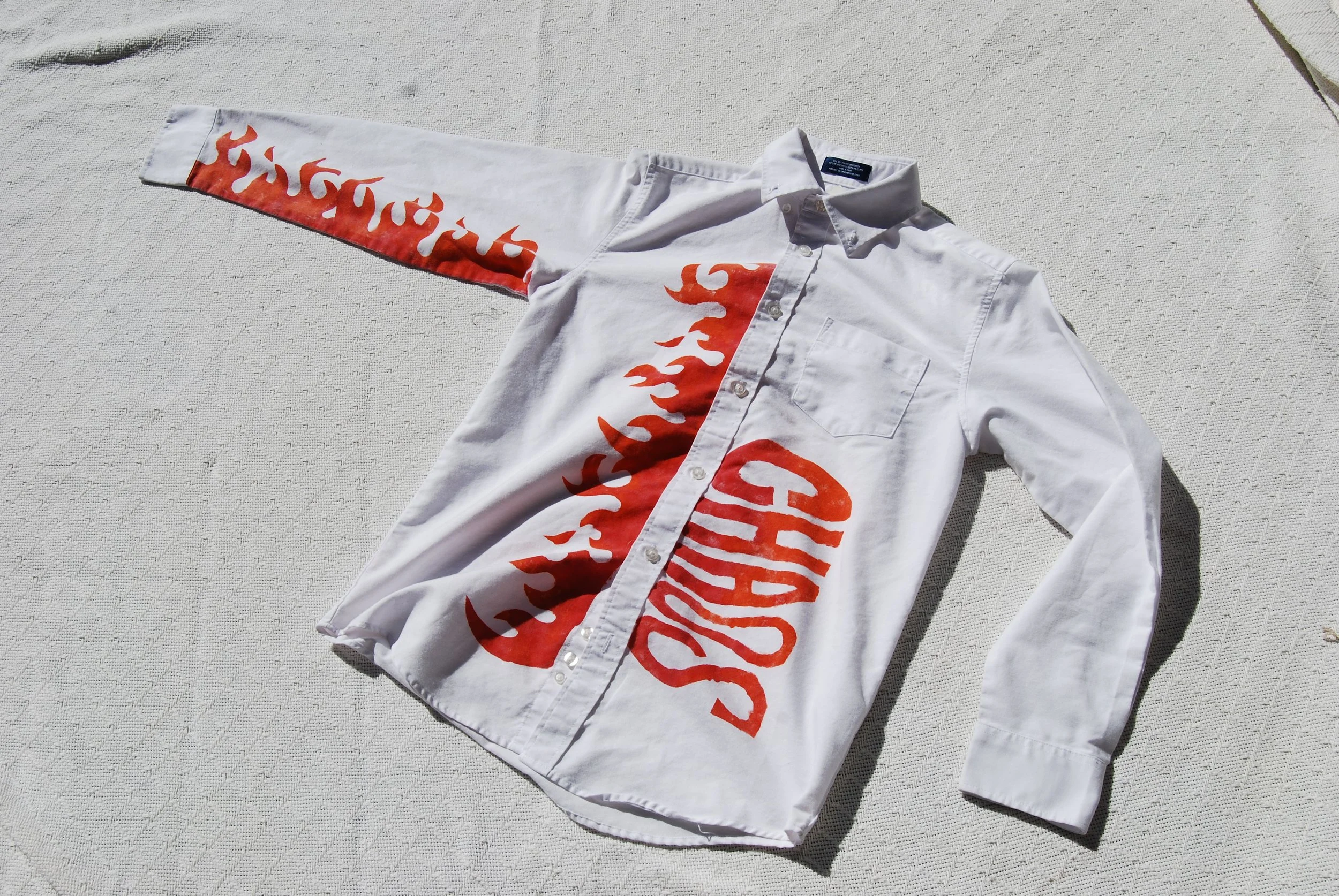 CHAOS Flame Stenciled Button Up