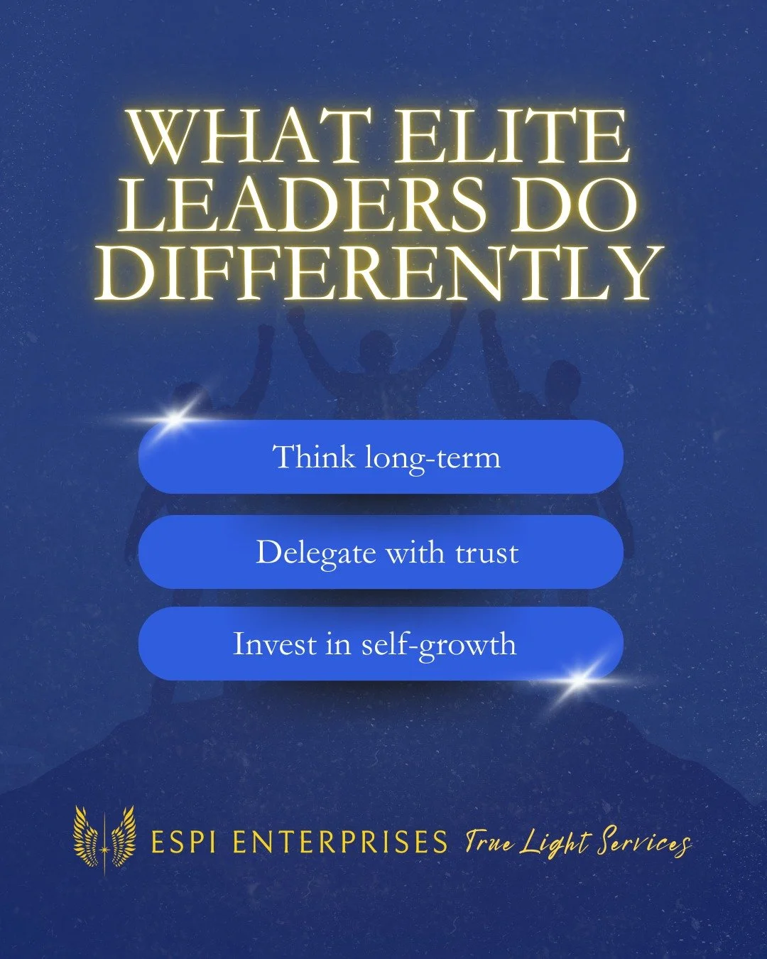 What elite leaders do differently?

They think long term instead of reacting to short term pressure. They delegate with trust instead of holding control. They invest in self growth because they understand that leadership capacity determines results.
