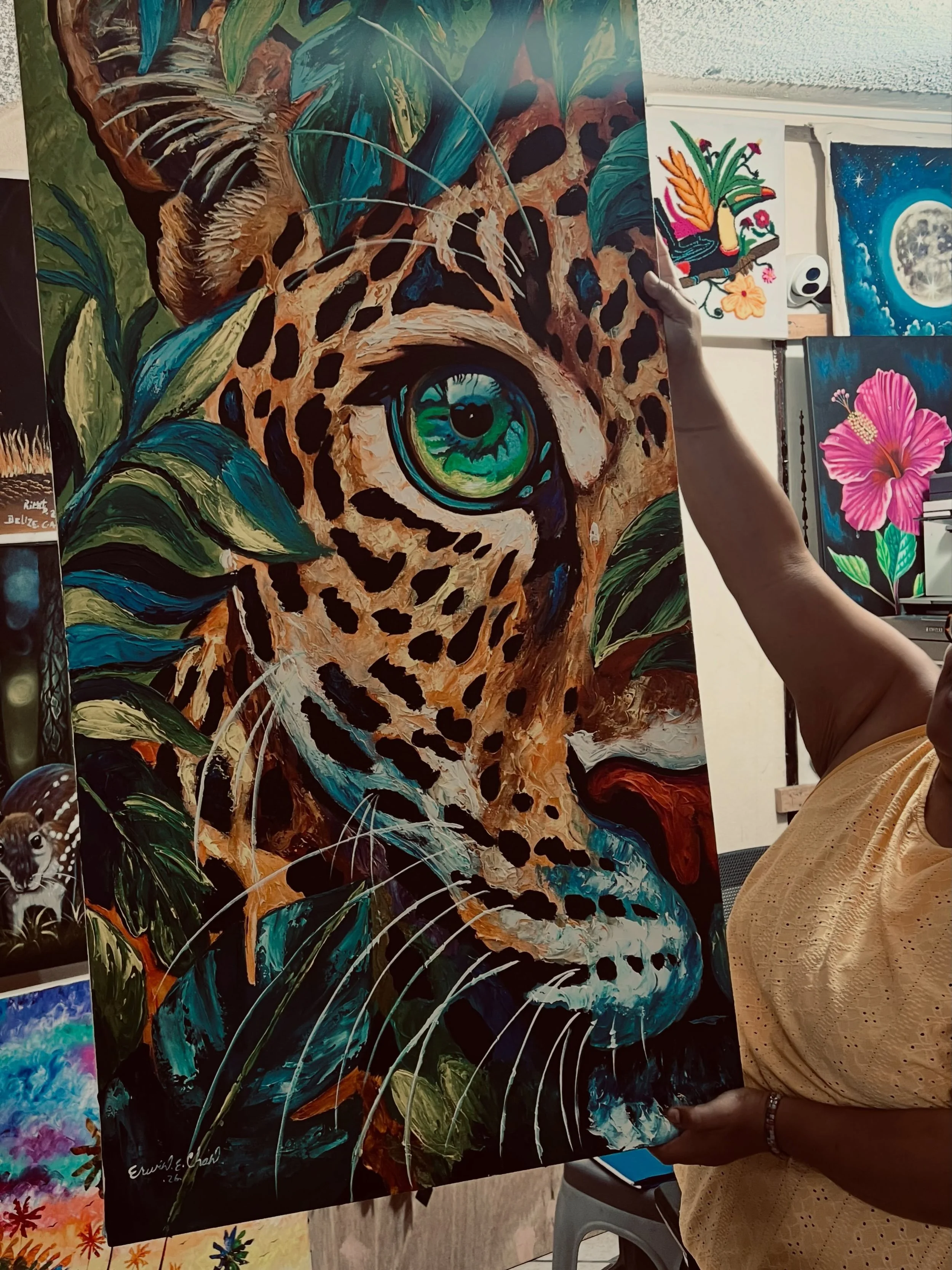 Artist appreciation. 🎨 We brought this stunner home from Belize. Artist Erwin Chan clearly isn&rsquo;t afraid to go bold - and neither am I. 😍 Give me the color, the scale, the drama. Art this good doesn&rsquo;t need to quietly complement a room. I