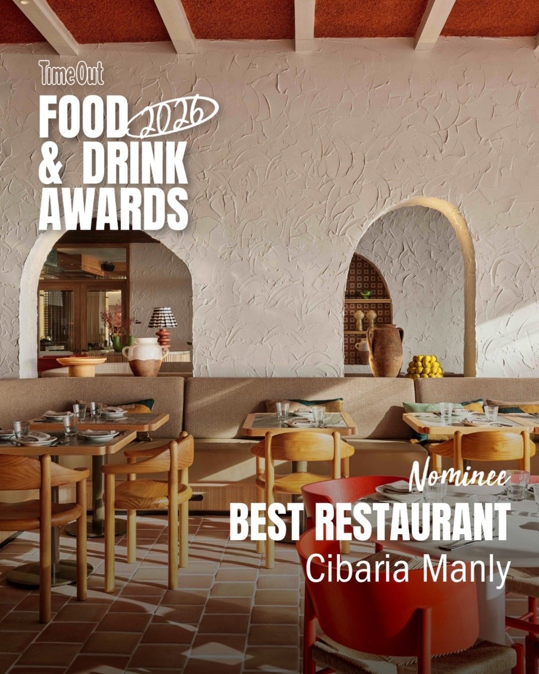 What an honour to have Cibaria nominated for Best Restaurant at the Time Out Food &amp; Drink Awards 2026 alongside some of Sydney&rsquo;s finest. If you&rsquo;ve enjoyed a meal with us and would like to show your support a vote means a lot. 🔗Link i
