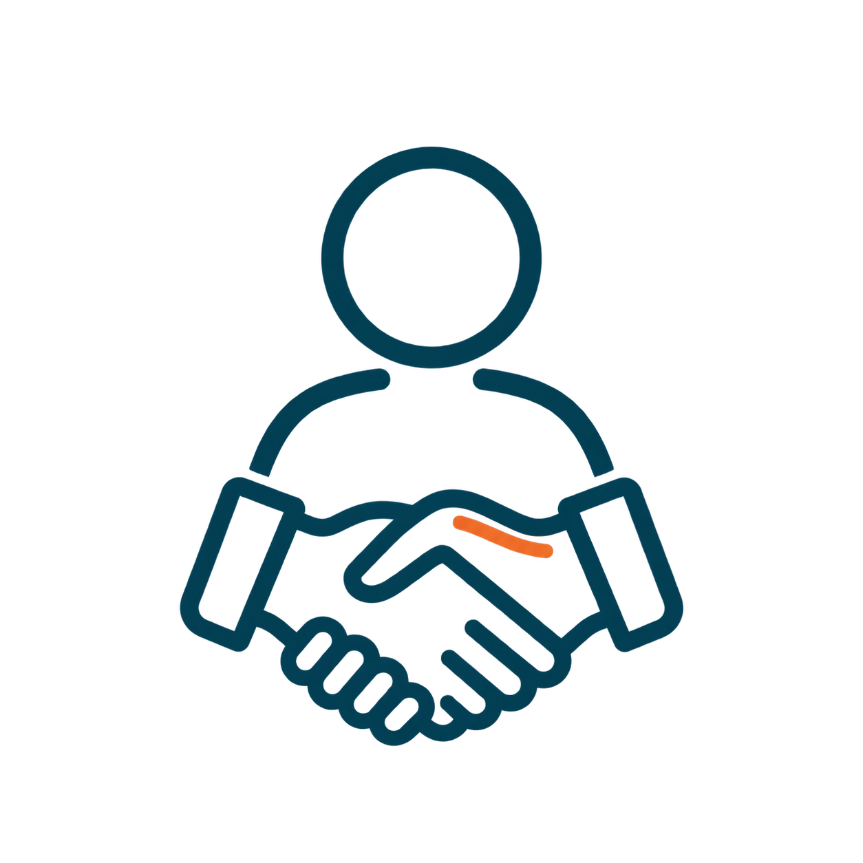 Icon of two people shaking hands, representing agreement or partnership.