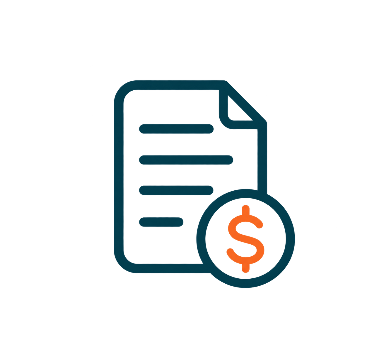 Icon of a document with text lines and a dollar sign.