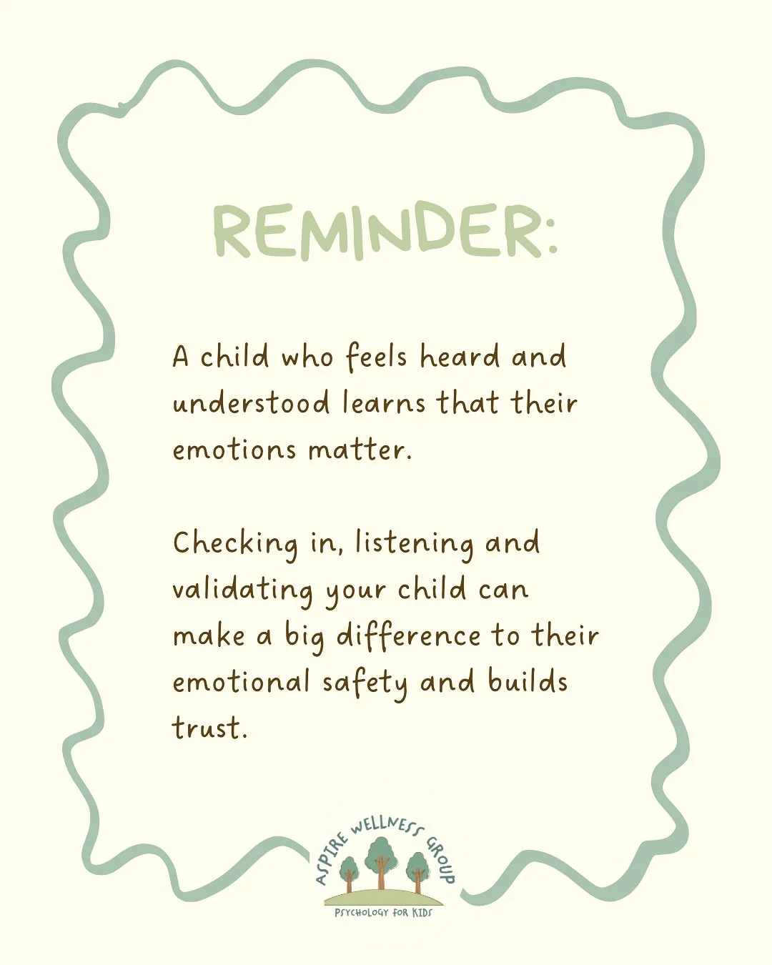 Did you know that one of the most powerful tools for your child&rsquo;s mental health is you? 💛
 Checking in, listening and validating your child&rsquo;s feelings helps them feel safe, seen and understood which is the foundation for strong emotional