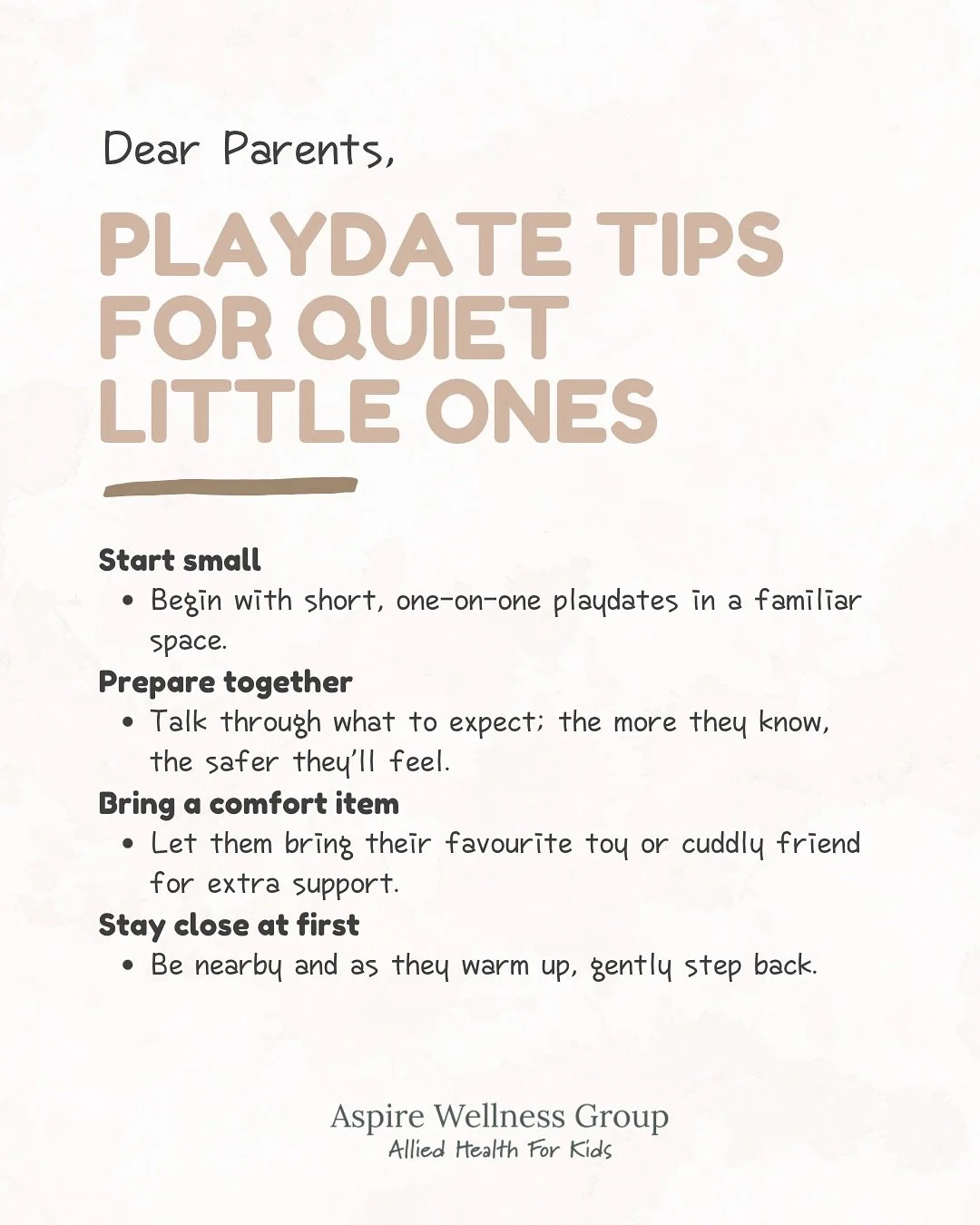 Playdates can feel exciting for some kids but overwhelming for reserved or anxious kids and that&rsquo;s okay 💛

Every child opens up at their own pace and with the support of these 5 steps your child can build their confidence in developing friends