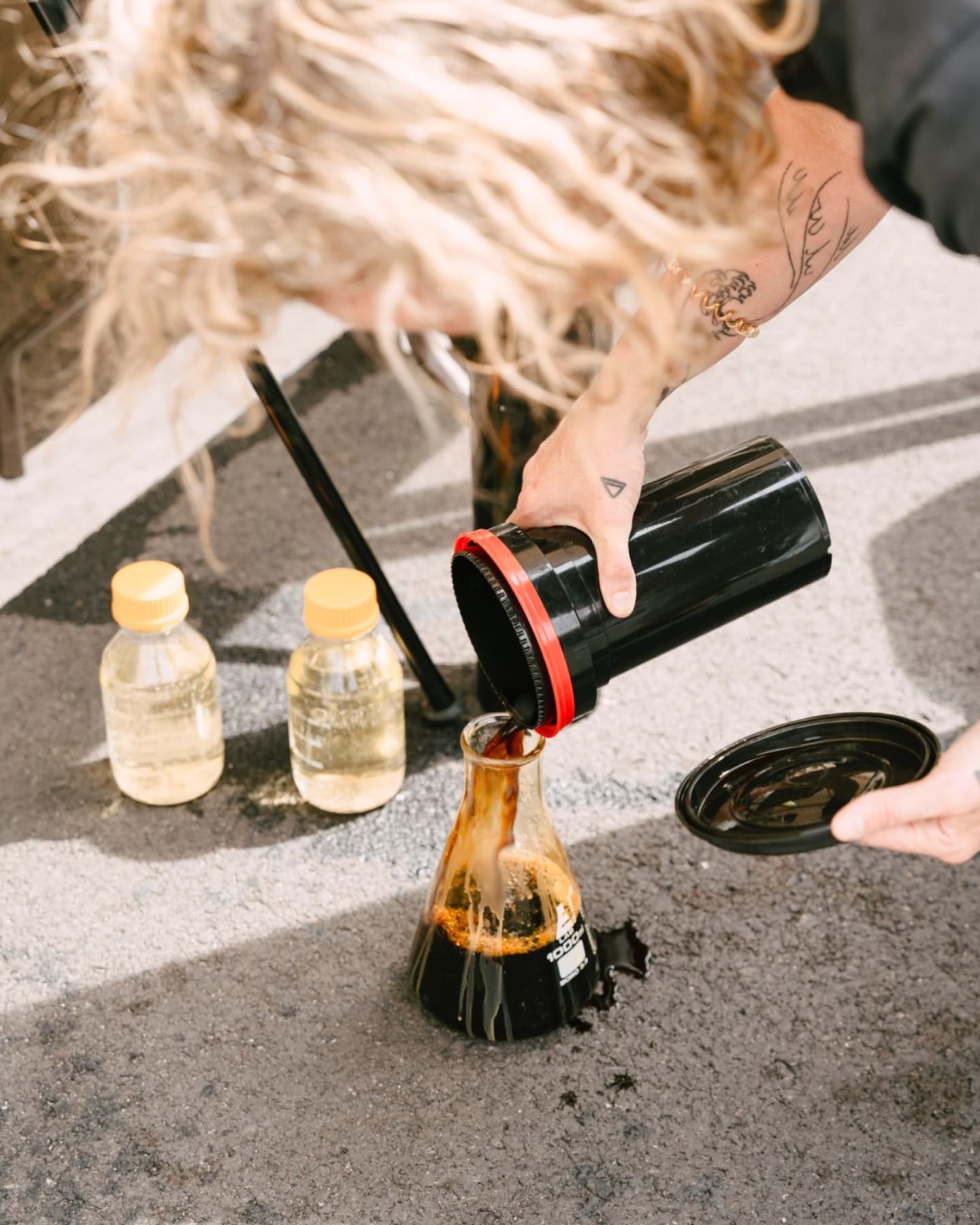 Moments from Sunday at the St Peters street takeover ☕ processing 4x5 paper negative portraits in used coffee grounds!