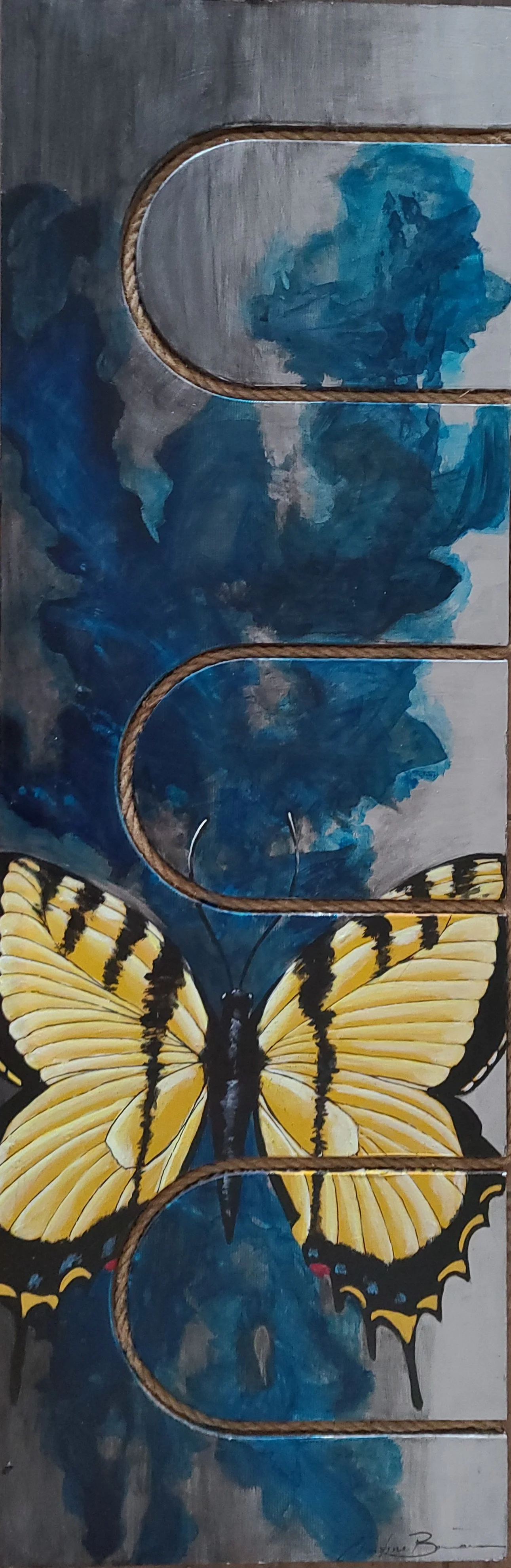 Swallow Tail Butterfly on Thermal flooring underlayment - 16" x 48" - $300