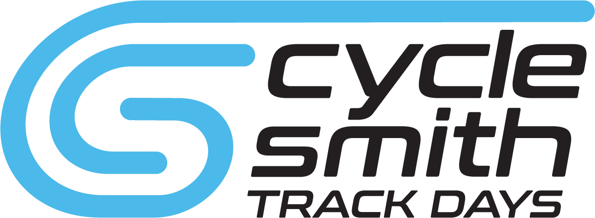 Logo for Cycle Smith Track Days featuring a stylized blue 'S' and black text.