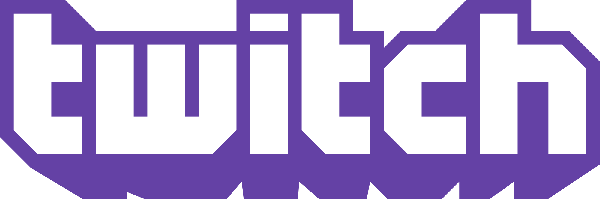 Twitch logo in black and purple.
