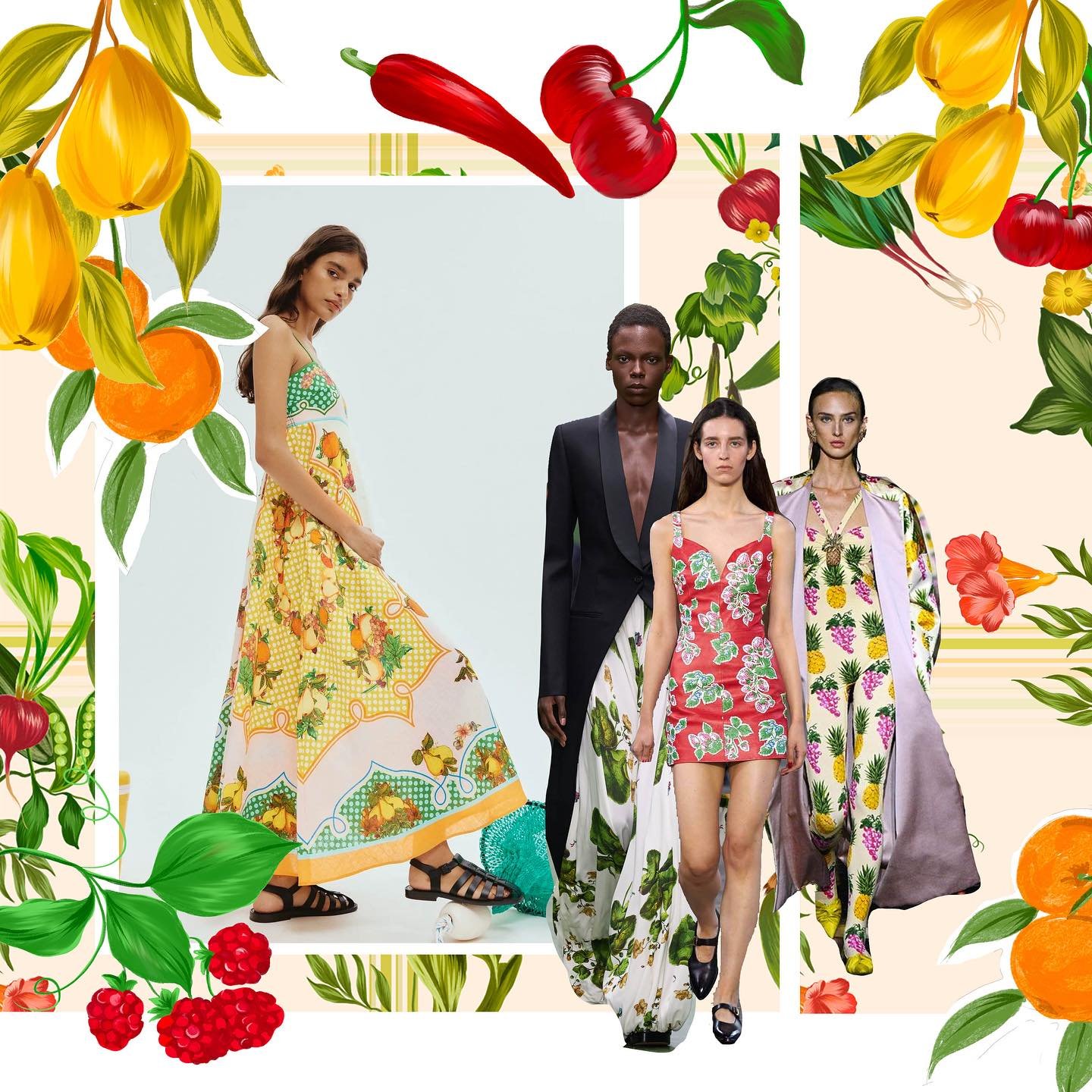 Tutti Fruitti🍒🍓🍇🍎🍉🍑🍊~ this weeks mood
Featuring @alemais.official @bally @loewe - Online now!!🍒