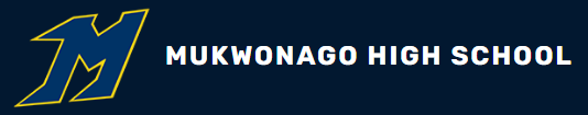 Mukwonago High School logo with a stylized 'M' and the school's name.