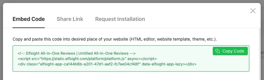 Elfsight All-in-One Reviews Plugin - Embed Code
