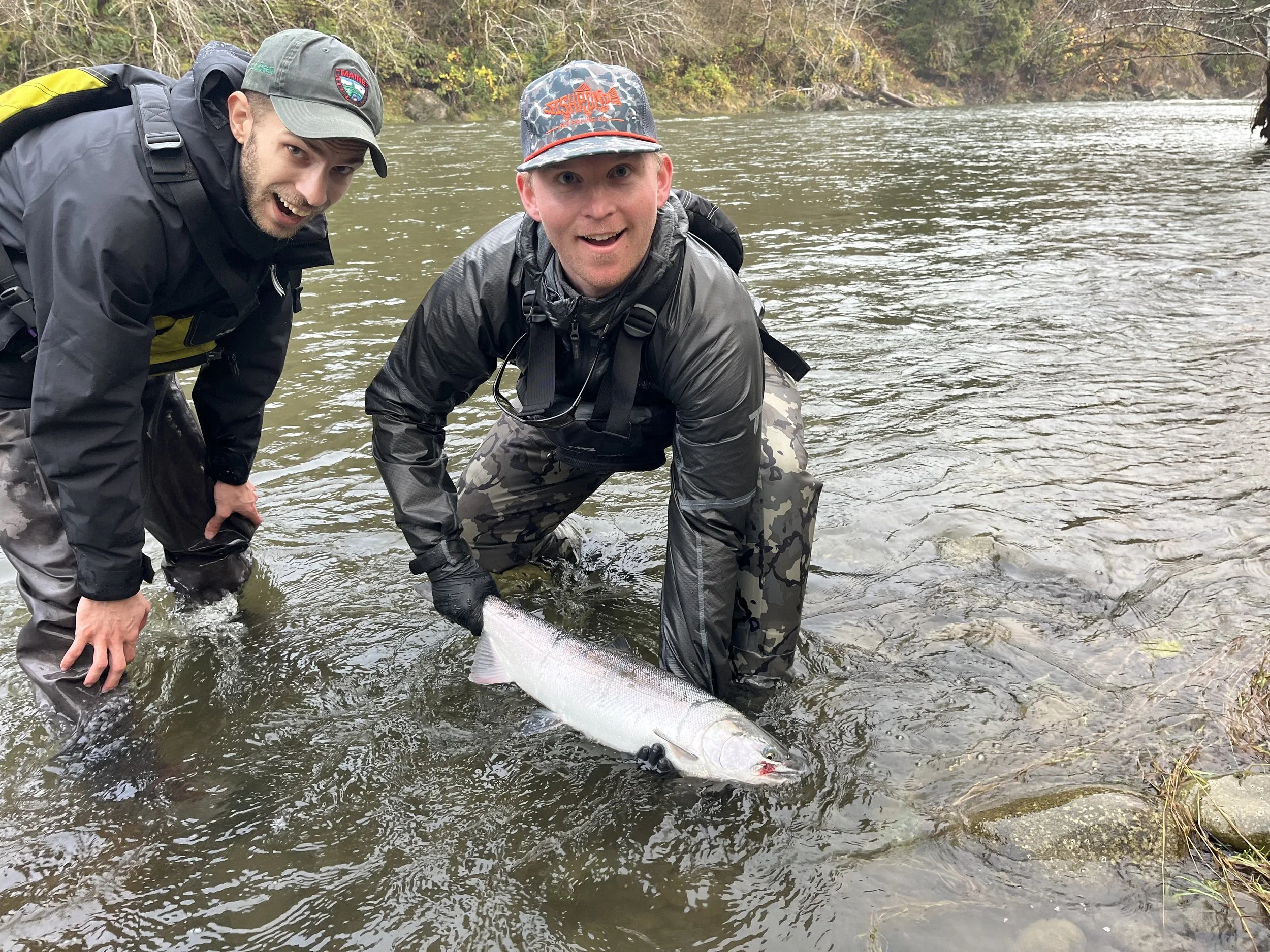 11/15/2025 - Bogey Coho, Hen, Len: ?. Pink Wicked (Ethan's first coho)